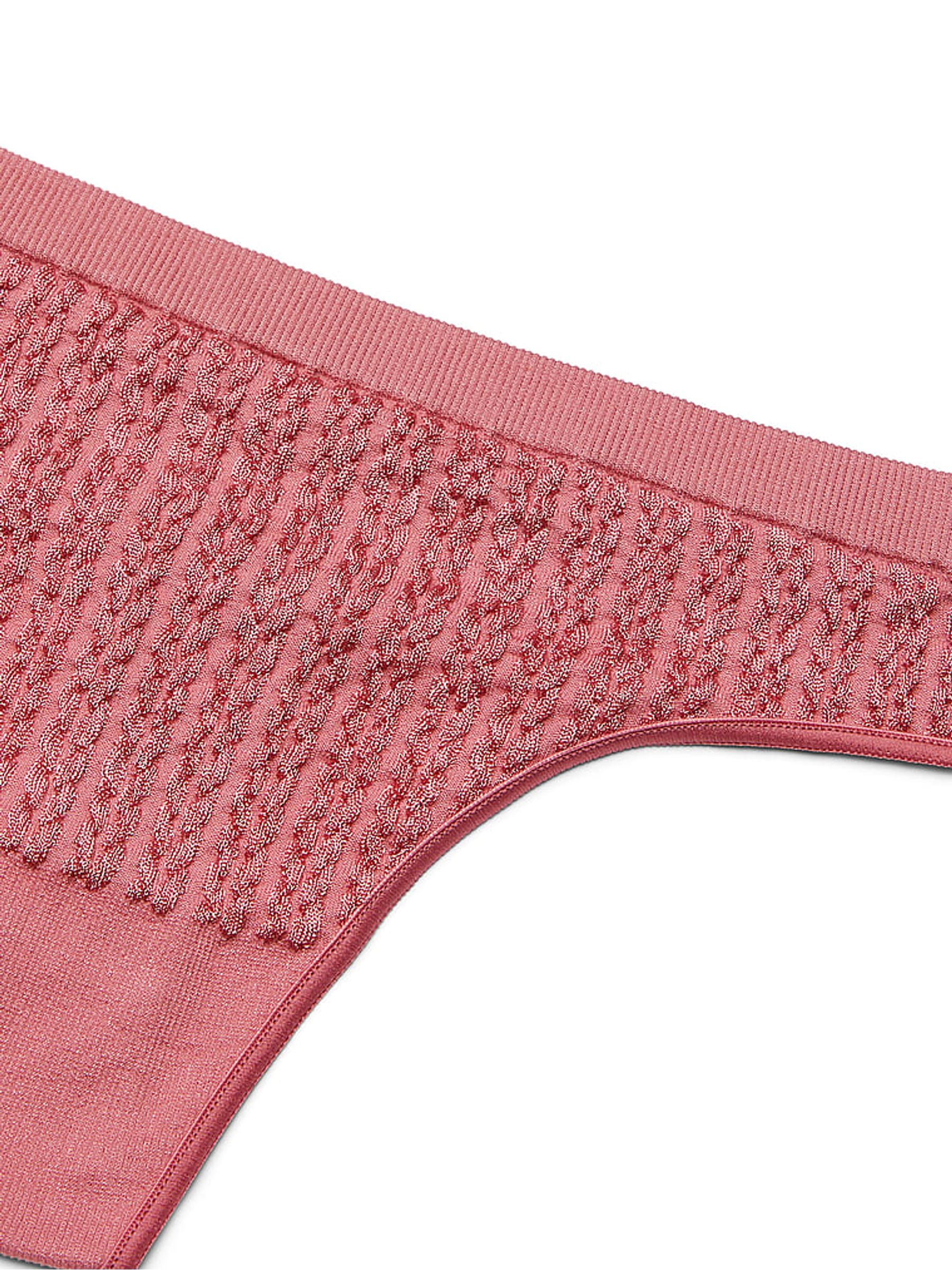 Soft Begonia Pink Cable Knit Seamless Thong Knickers - Image 4 of 4