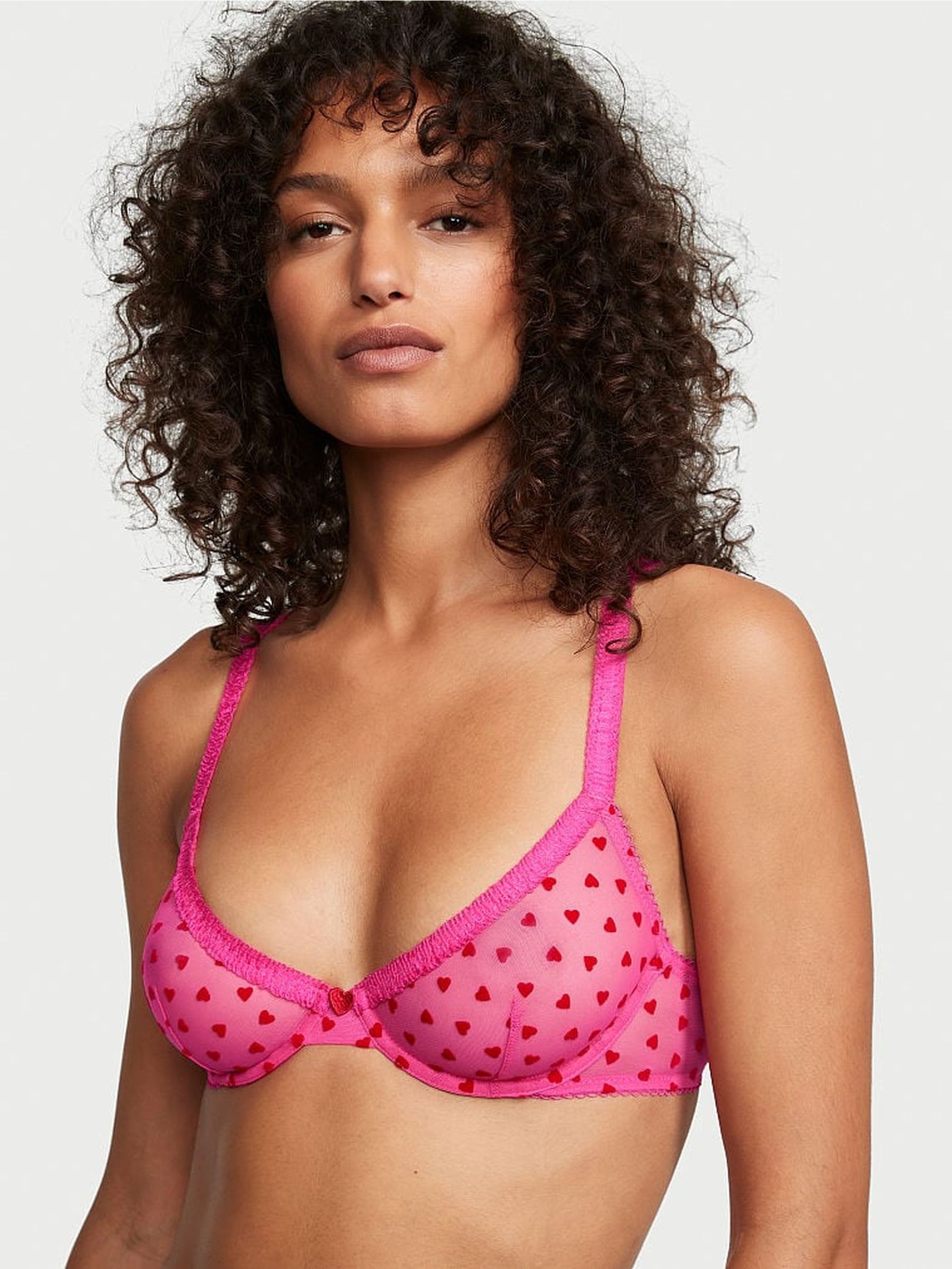 Forever Pink Heart Unlined Demi Bra - Image 1 of 3