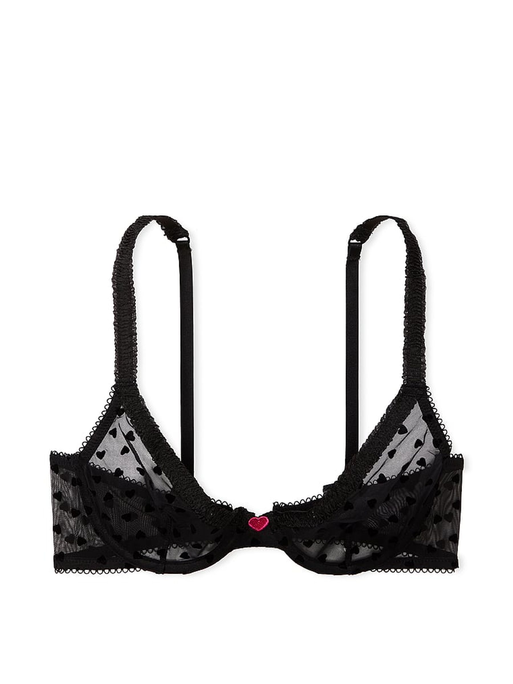 Black Heart Unlined Demi Bra - Image 3 of 3