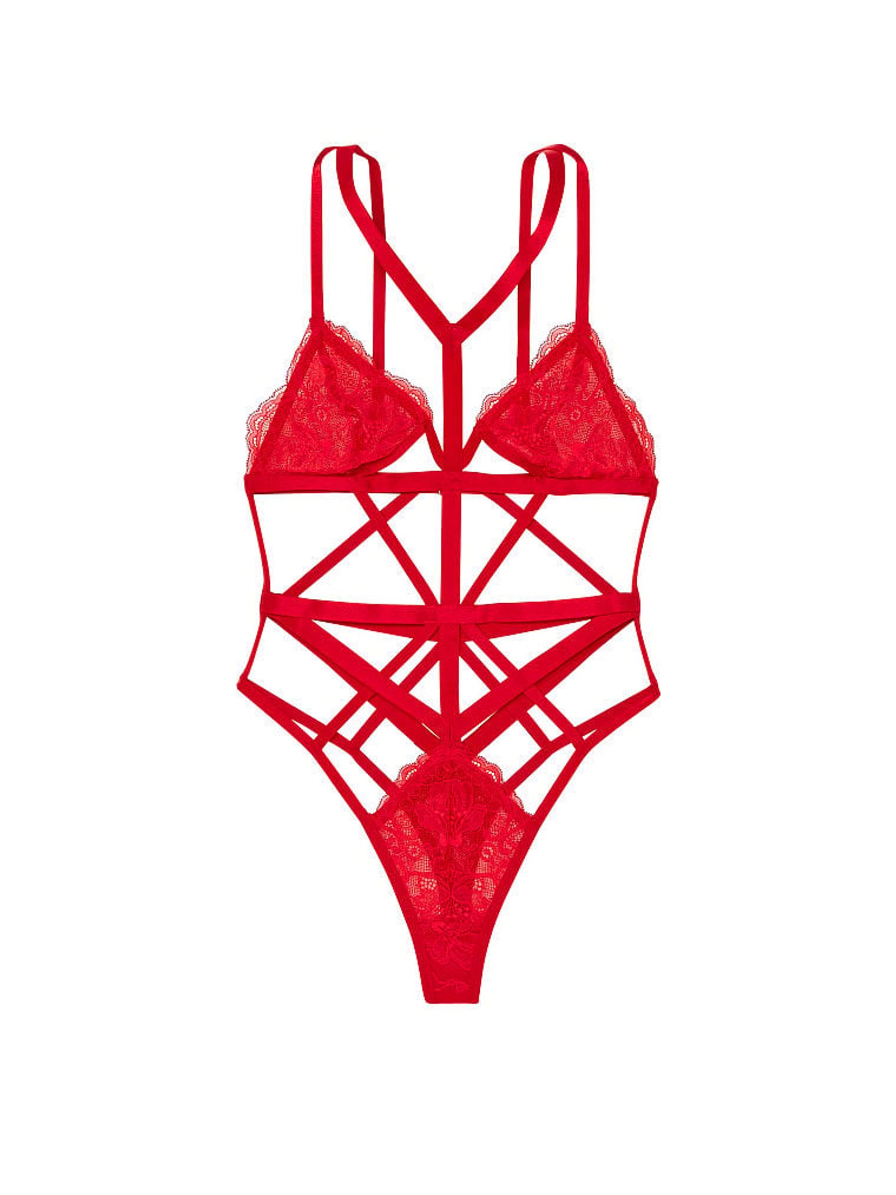 Lipstick Red Lace Strappy Bodysuit - Image 3 of 3