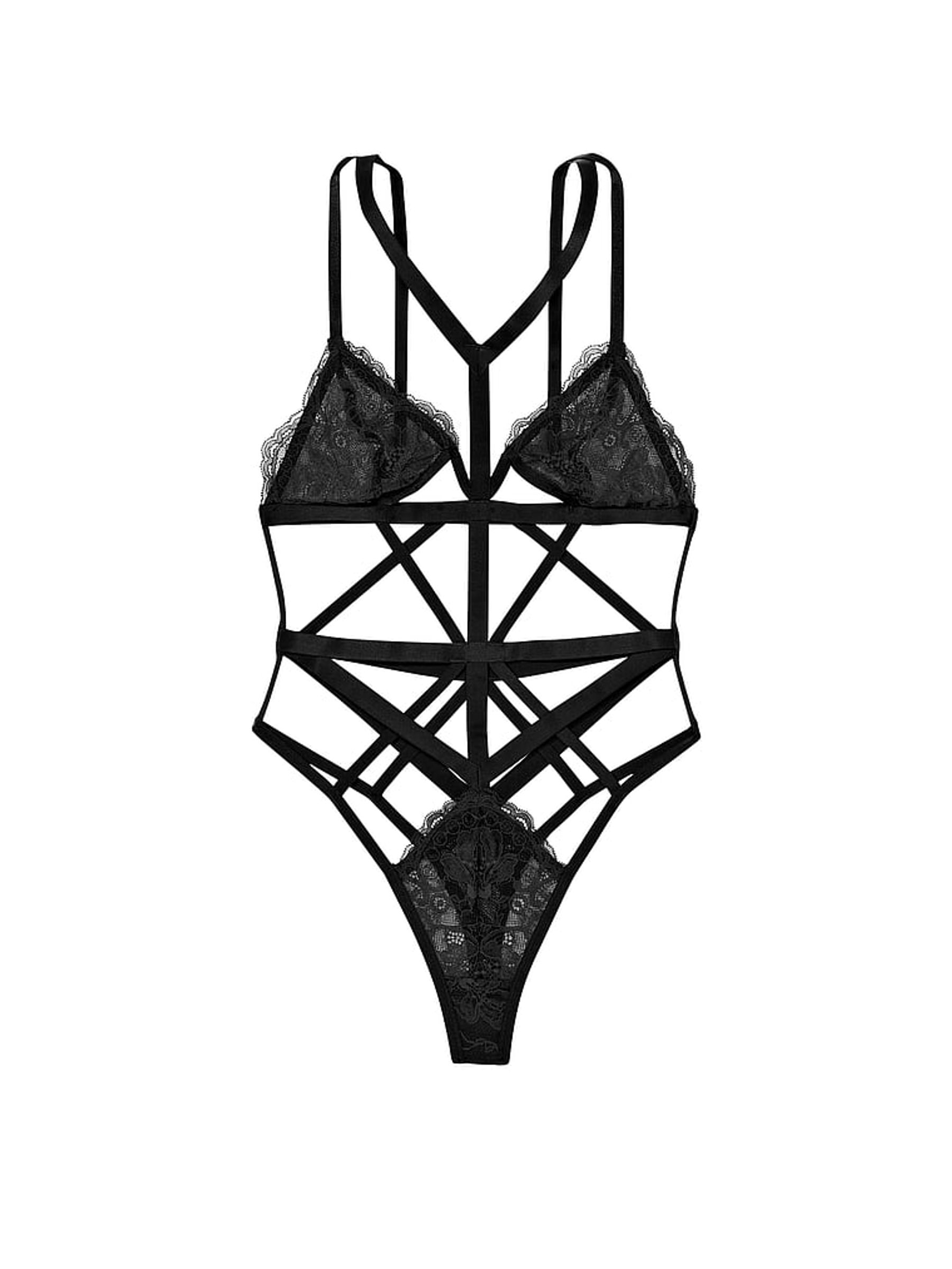 Black Lace Strappy Bodysuit - Image 3 of 3