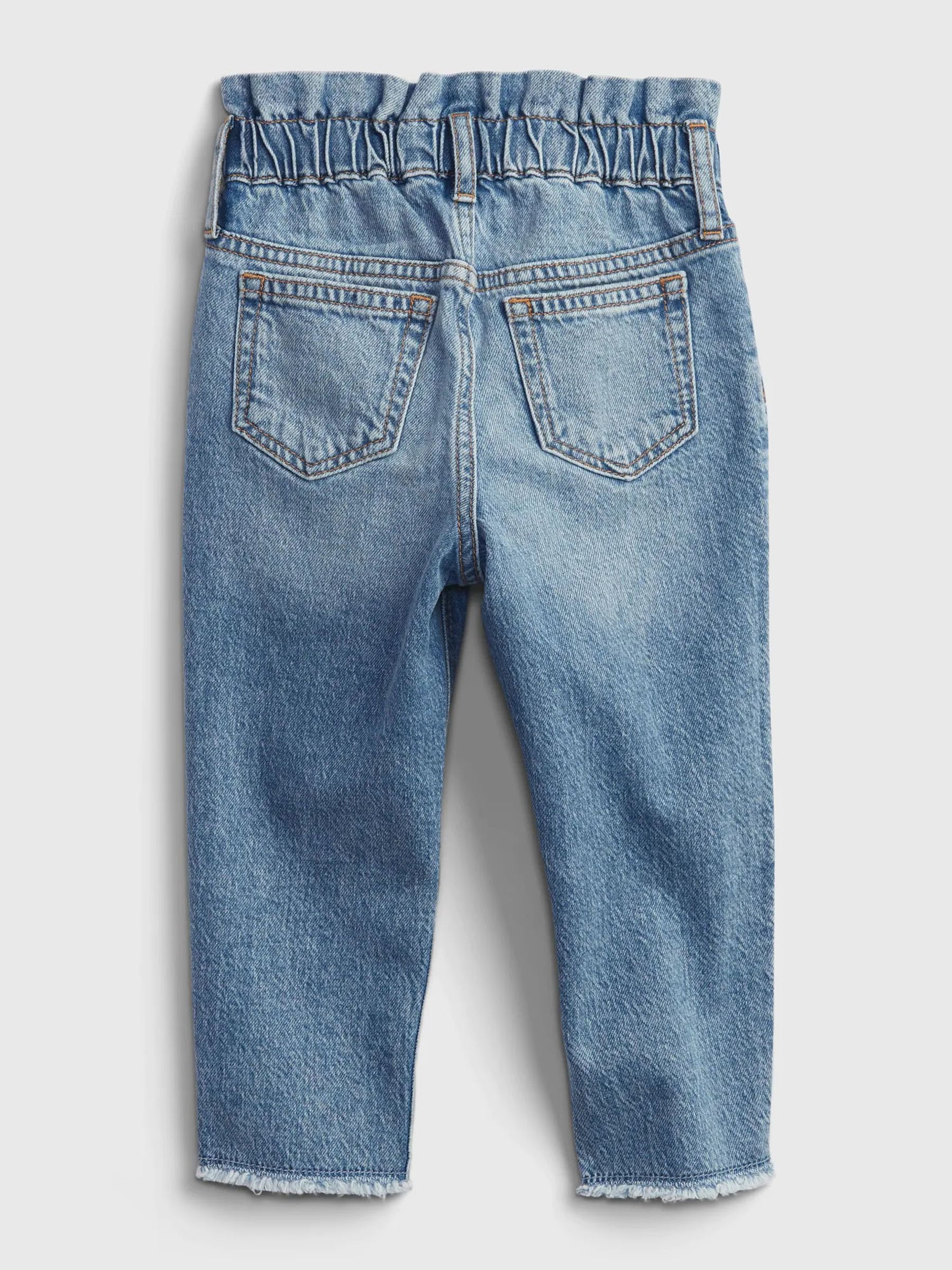 Mid Wash Blue Pull On Ruffle Mom Jeans (Newborn-5yrs) - Image 2 of 4