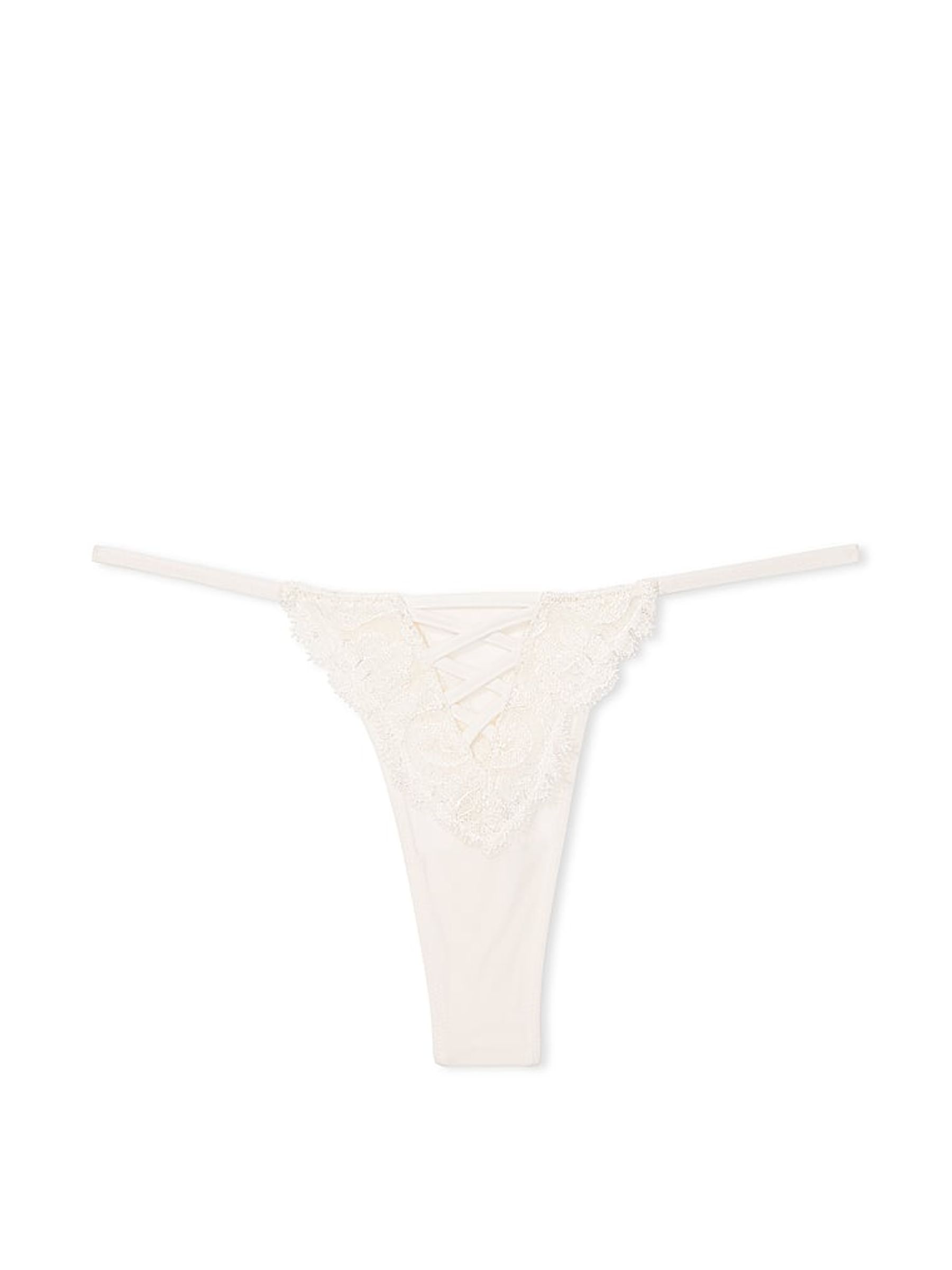 Coconut White Boho Floral Thong Embroidered Knickers - Image 3 of 3