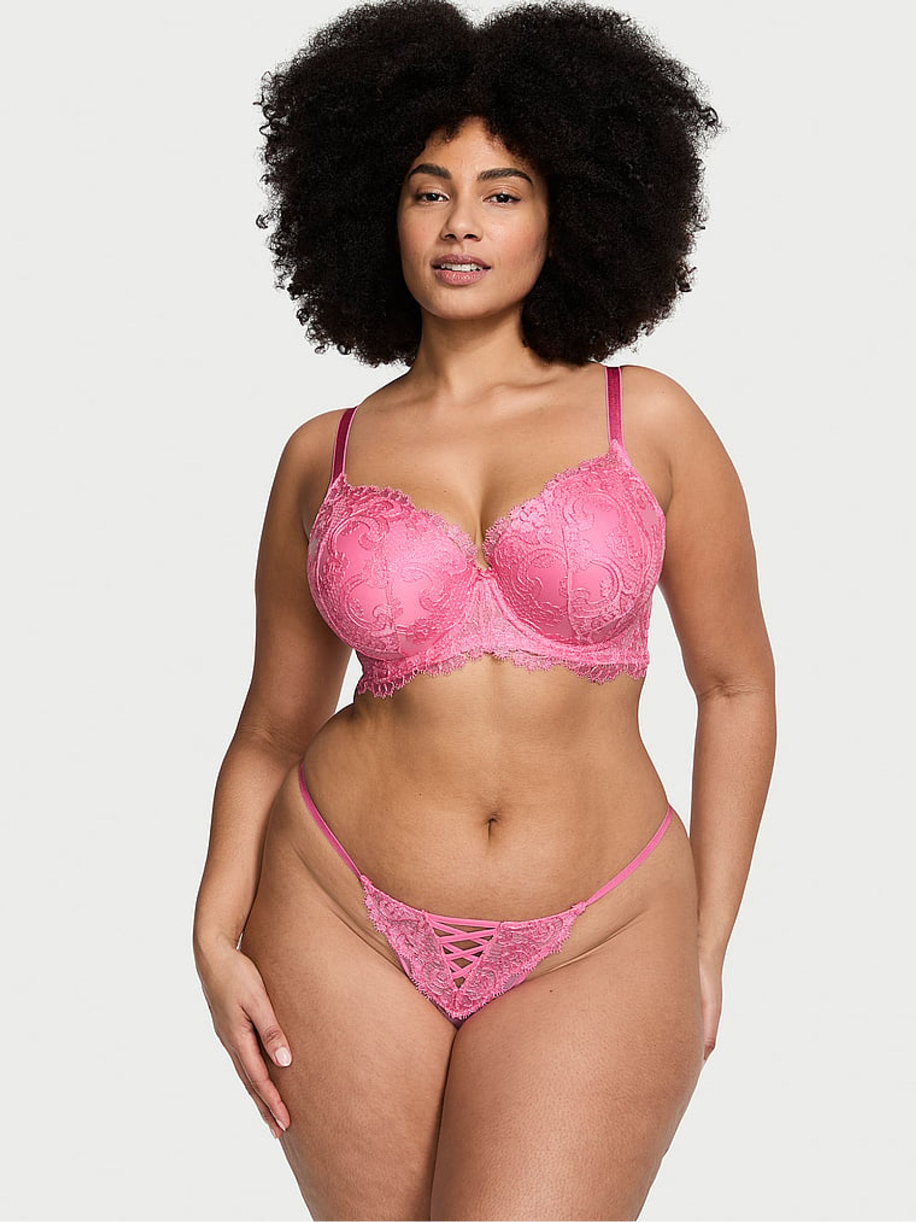 Tickled Pink Boho Floral Thong Embroidered Knickers - Image 3 of 4