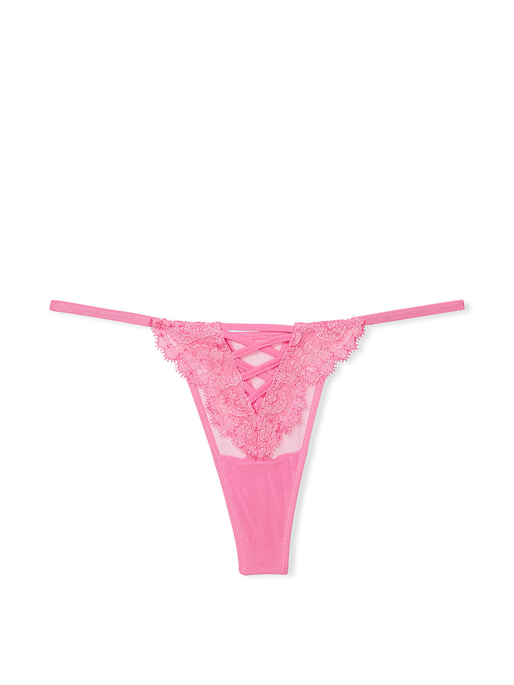 Tickled Pink Boho Floral Thong Embroidered Knickers - Image 4 of 4