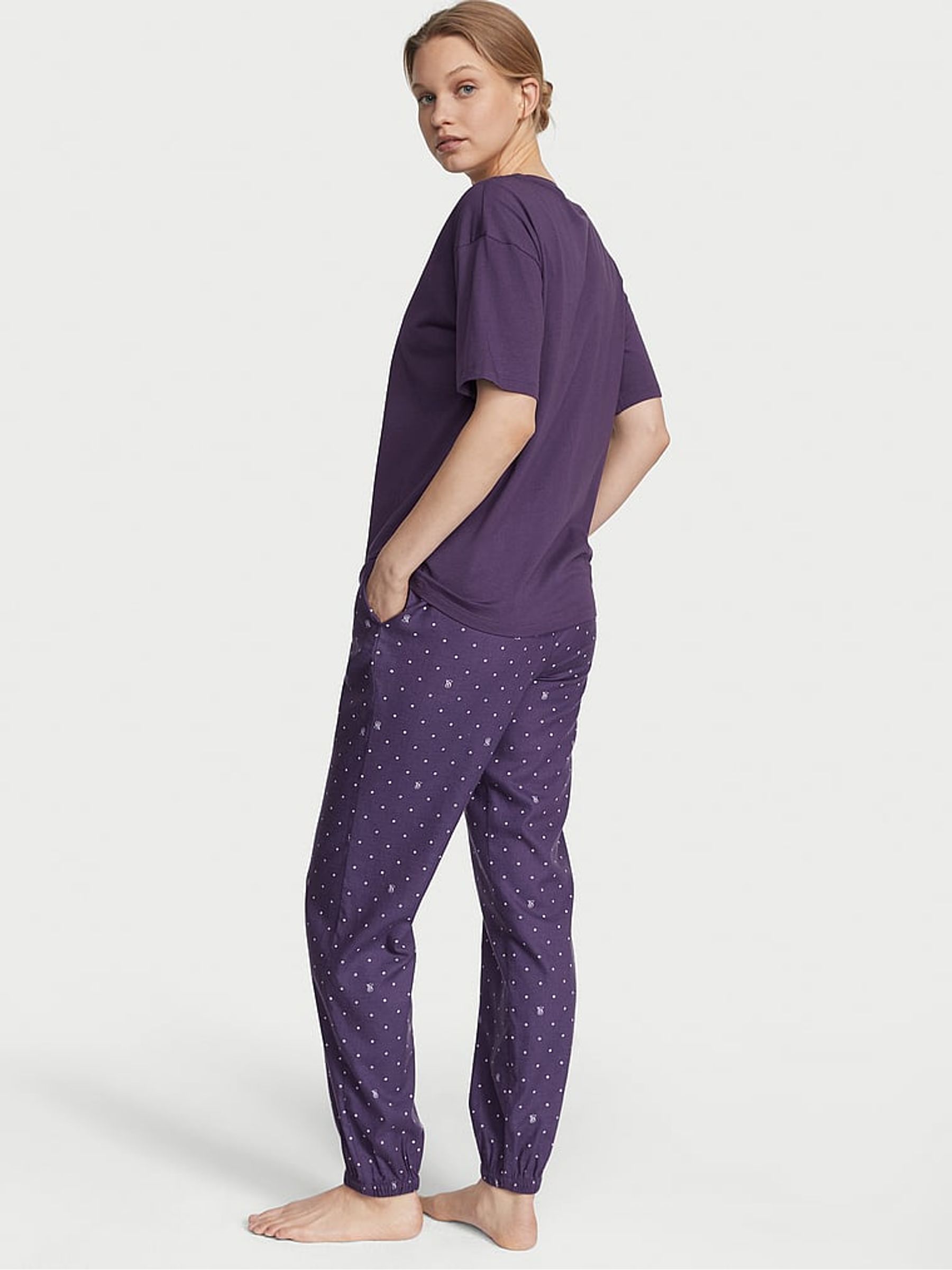 Valiant Purple Logo Pin Dot Long Cuffed Pyjamas - Image 2 of 4