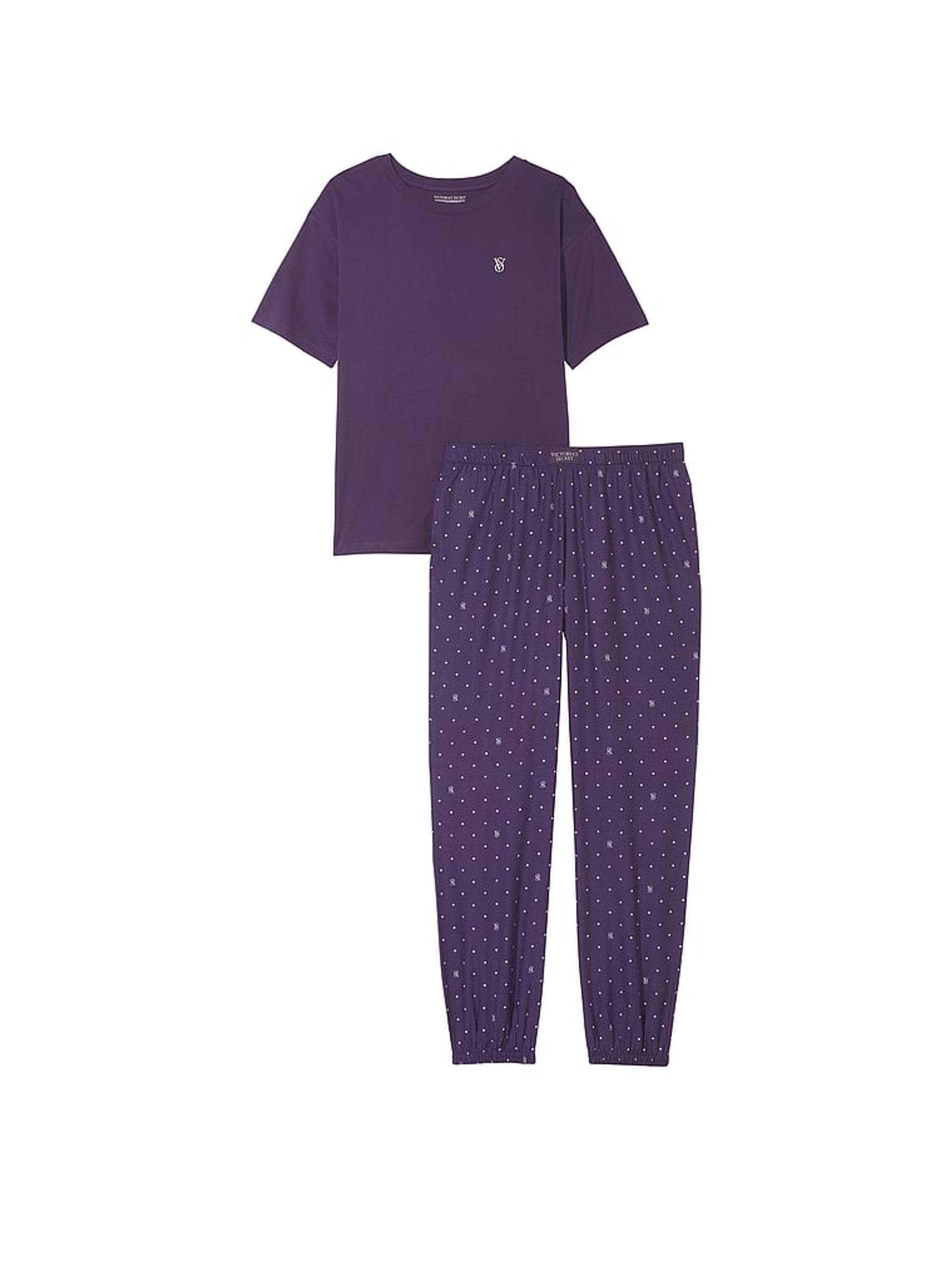 Valiant Purple Logo Pin Dot Long Cuffed Pyjamas - Image 3 of 4
