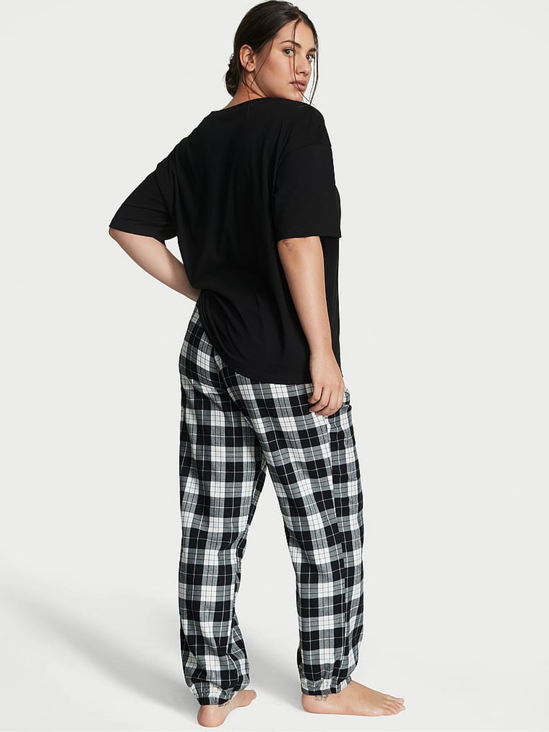 Black White Check Long Cuffed Pyjamas - Image 2 of 4