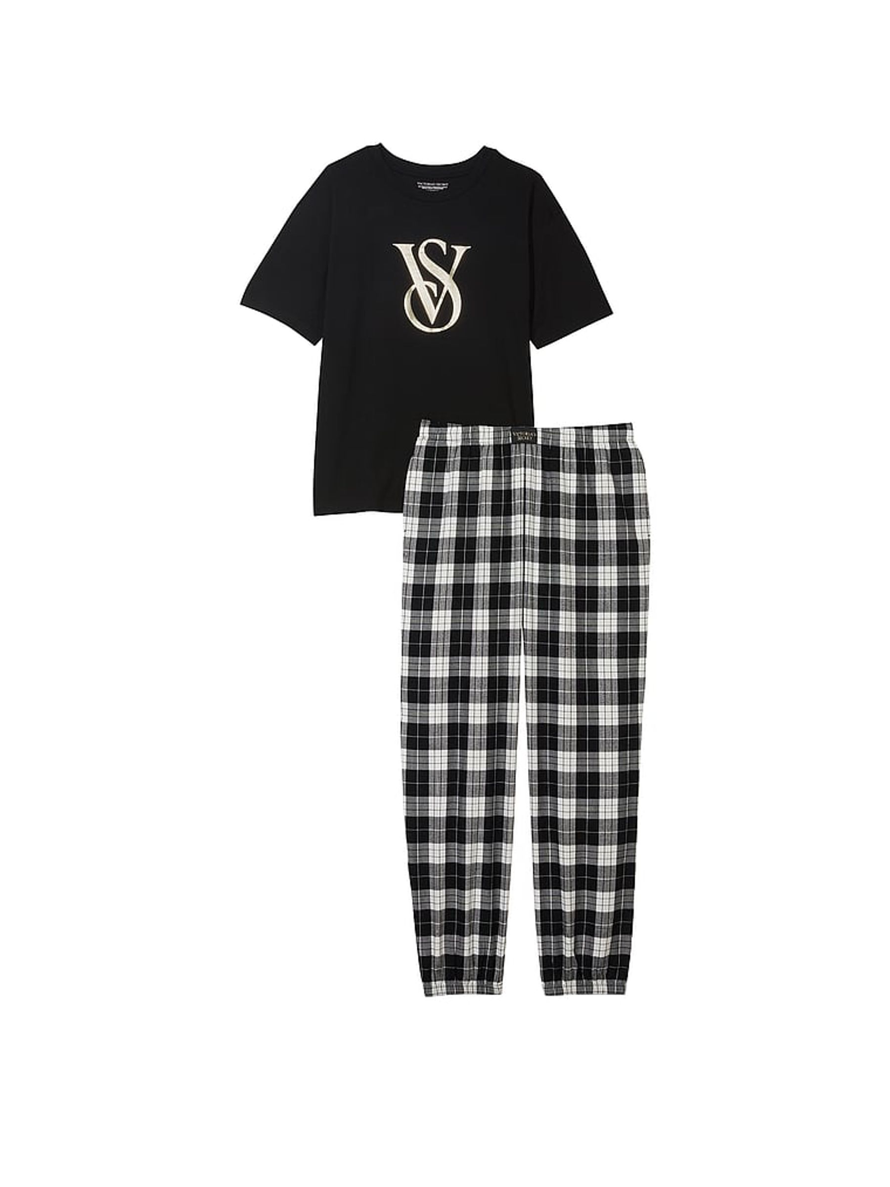 Black White Check Long Cuffed Pyjamas - Image 3 of 4