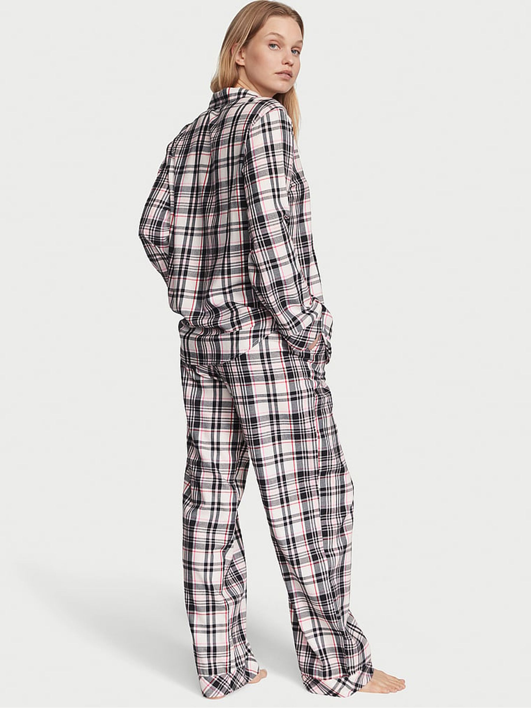 Black Red White Tartan Flannel Long Pyjamas - Image 2 of 4