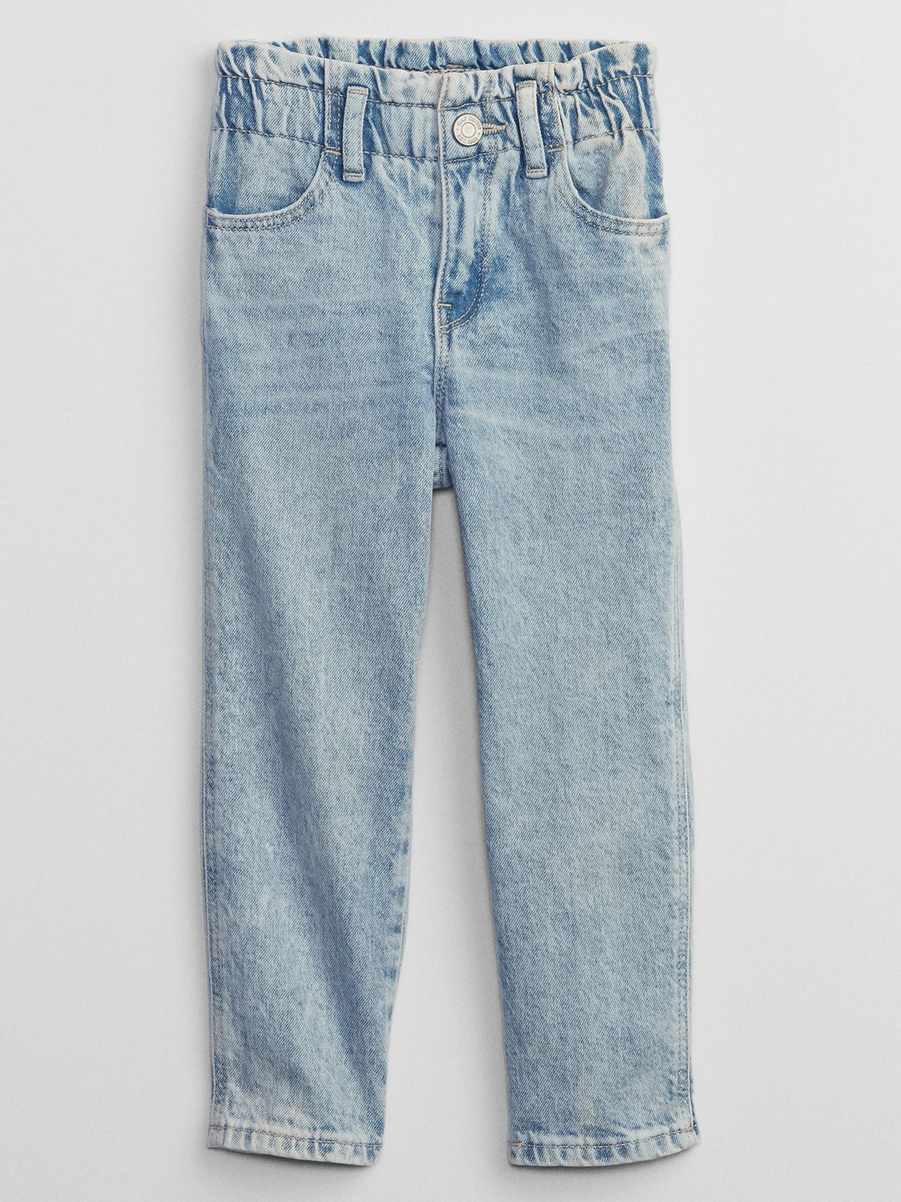 Light Wash Blue Paperbag Mom Jeans (Newborn-5yrs) - Image 1 of 3