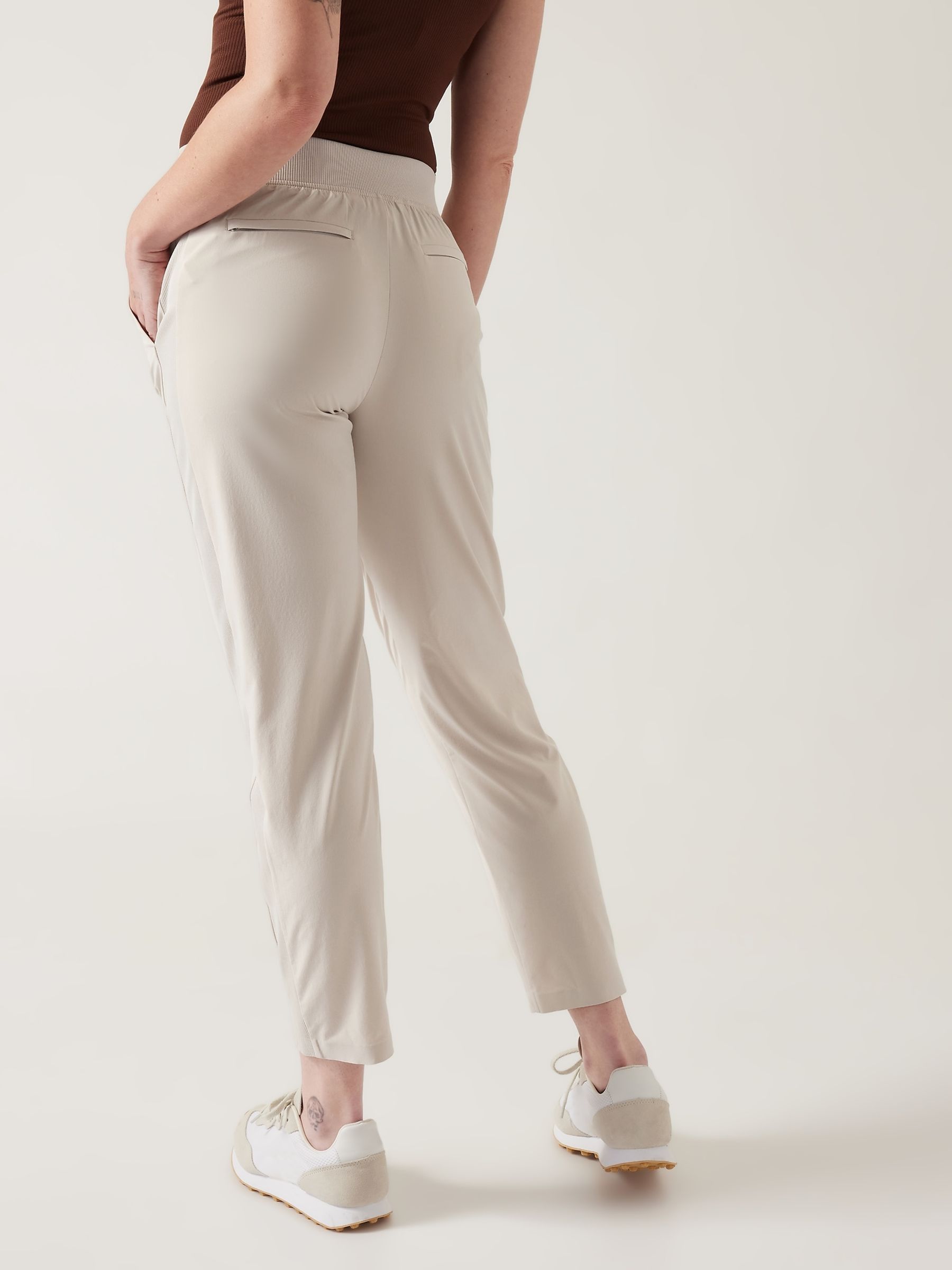 Athleta Cream Brooklyn Mid Rise Featherweight Ankle Trousers - Image 3 of 6
