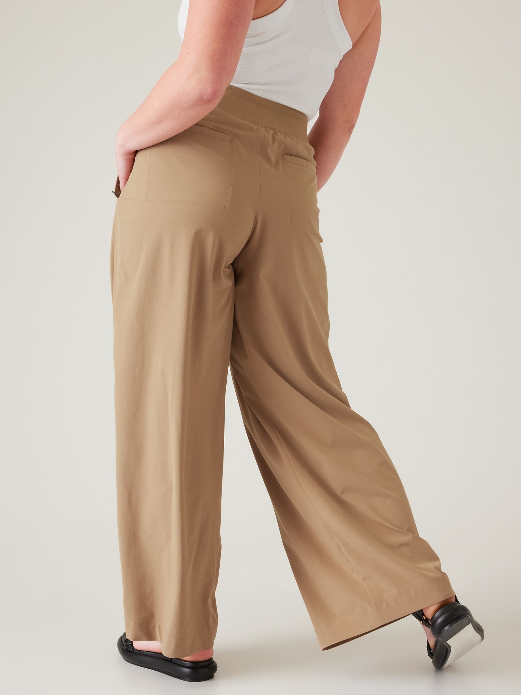 Athleta Brown Brooklyn Mid Rise Lightweight Wide Leg Trousers - Image 5 of 5