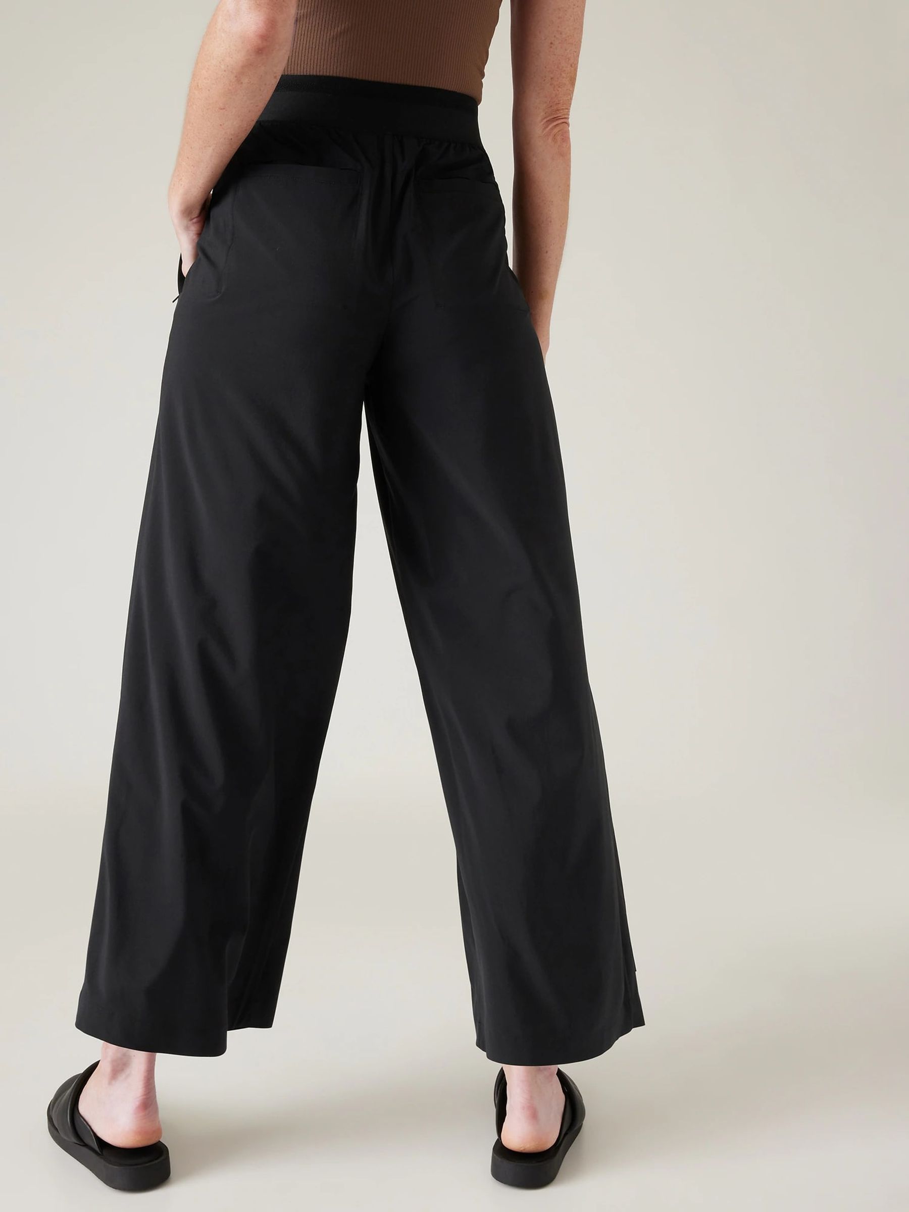 Athleta Black Brooklyn Mid Rise Lightweight Wide Leg Trousers - Image 3 of 3