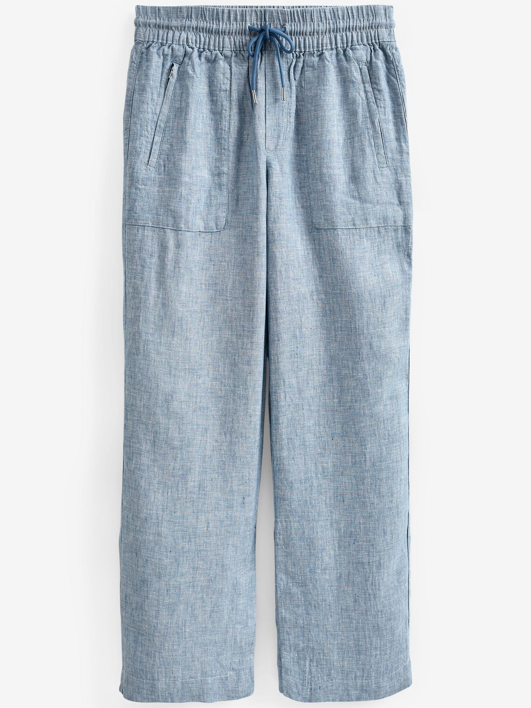 Athleta Blue Mid Rise Wide Leg Linen Trousers - Image 6 of 6