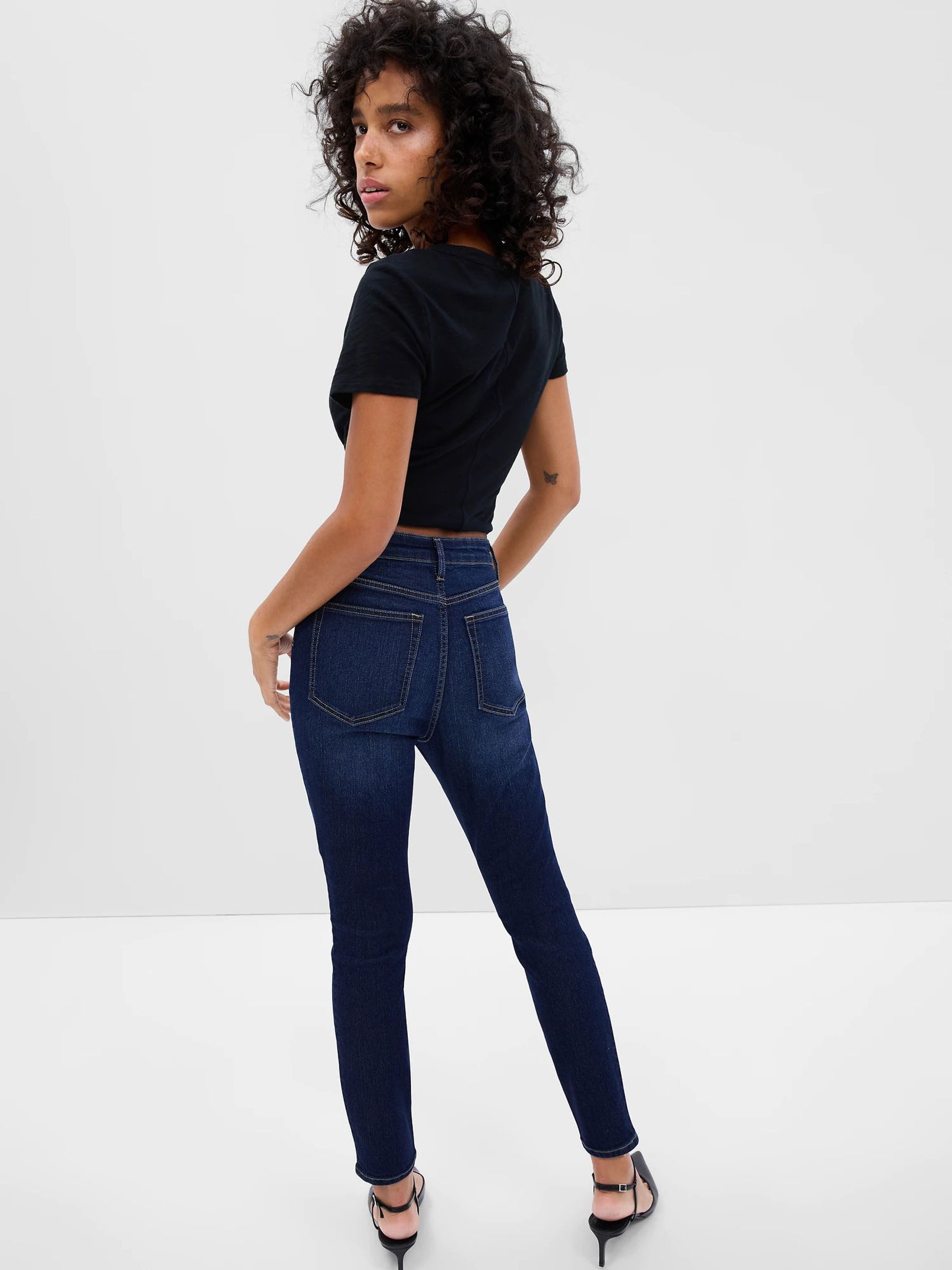 Dark Blue High Waisted Stretch Jeggings - Image 6 of 8