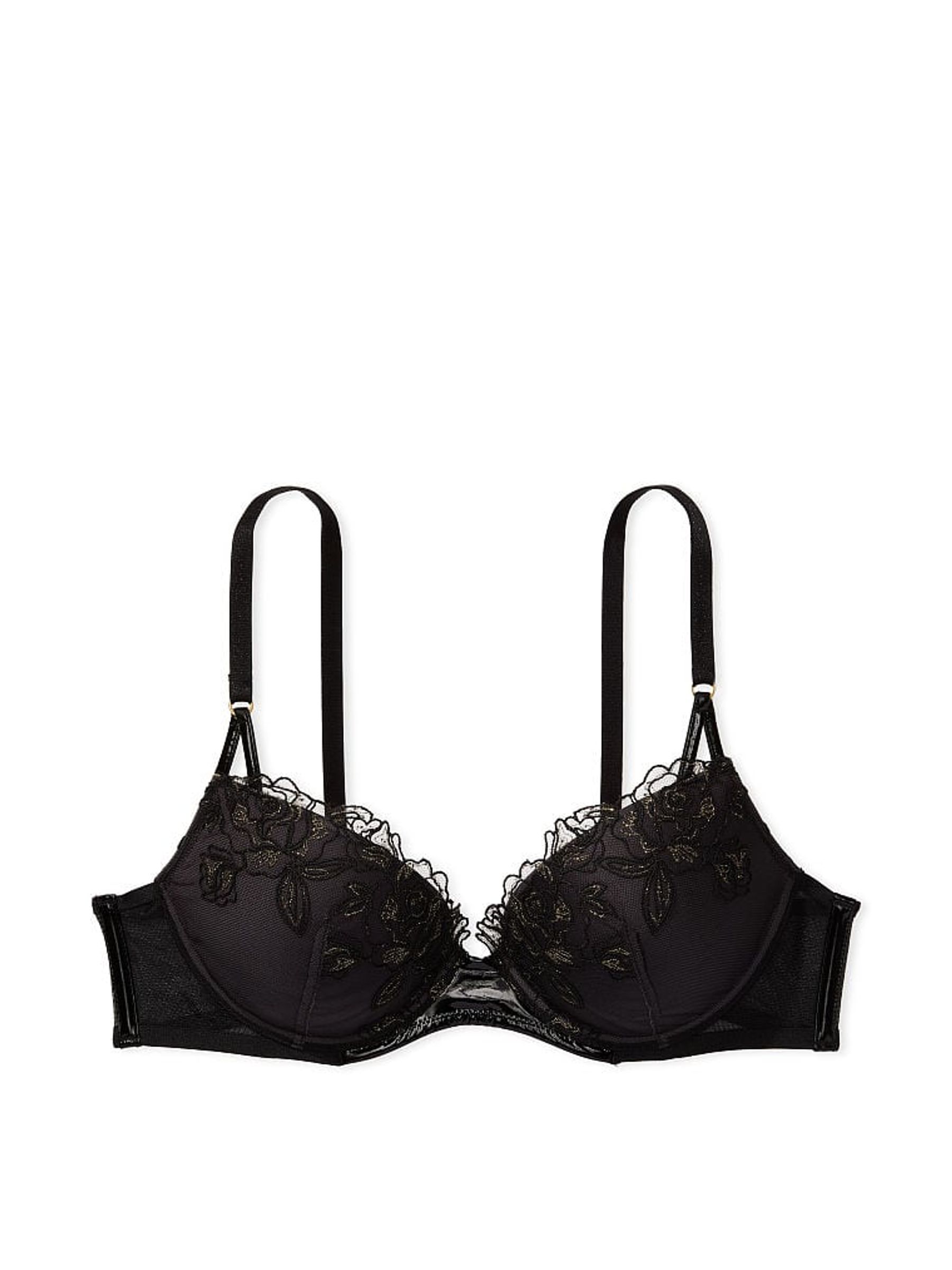 Black Embroidered Push Up Bra - Image 1 of 3