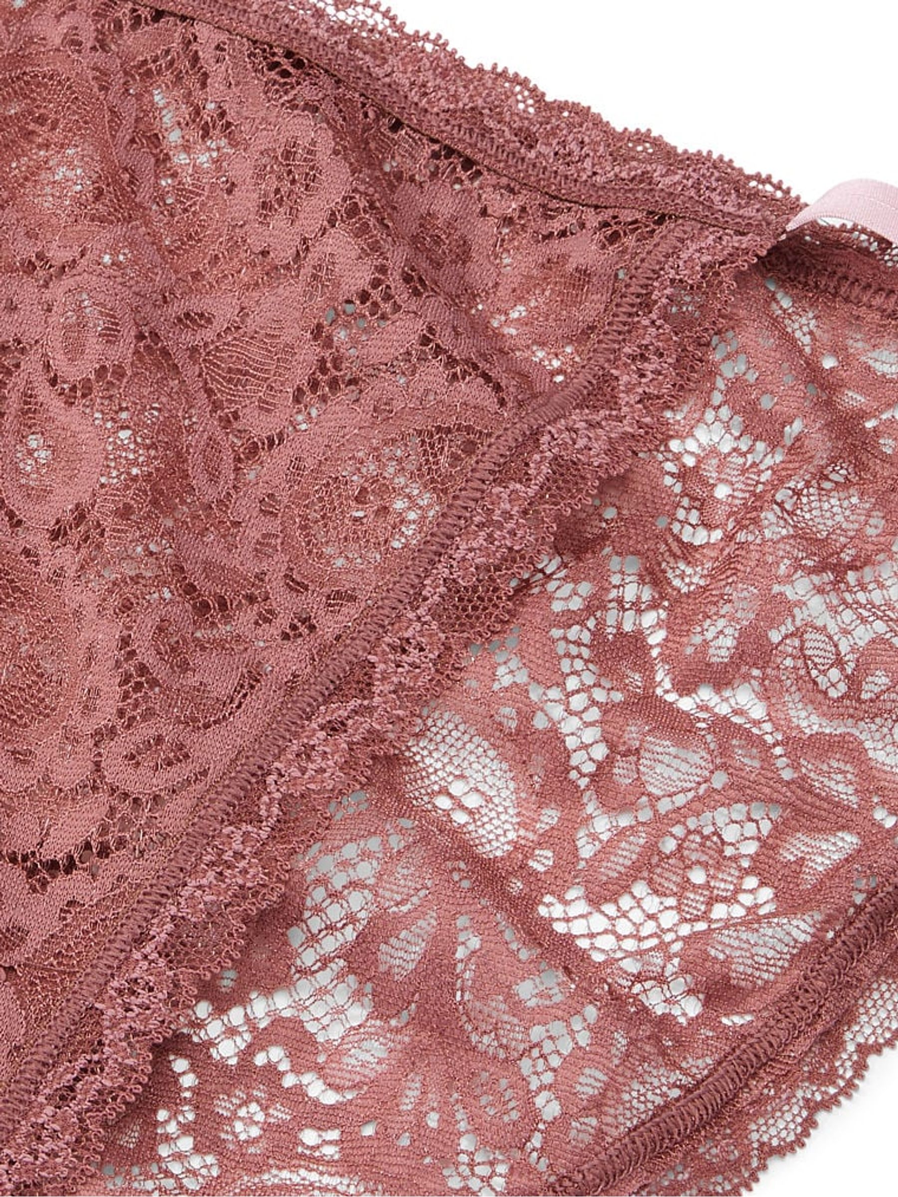 Vintage Rose Pink Paisley Lace String Bikini Knickers - Image 4 of 4