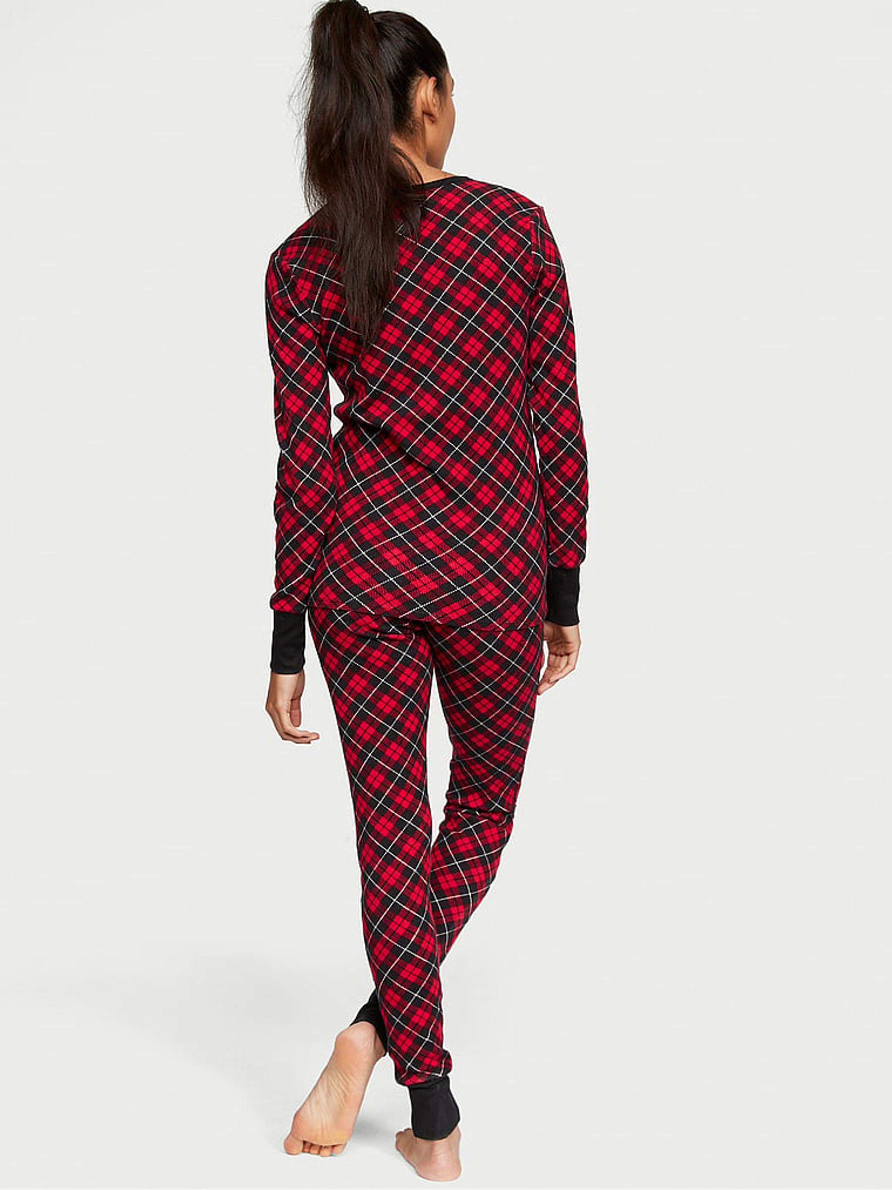 Lipstick Tartan Red Thermal Long Pyjamas - Image 2 of 3