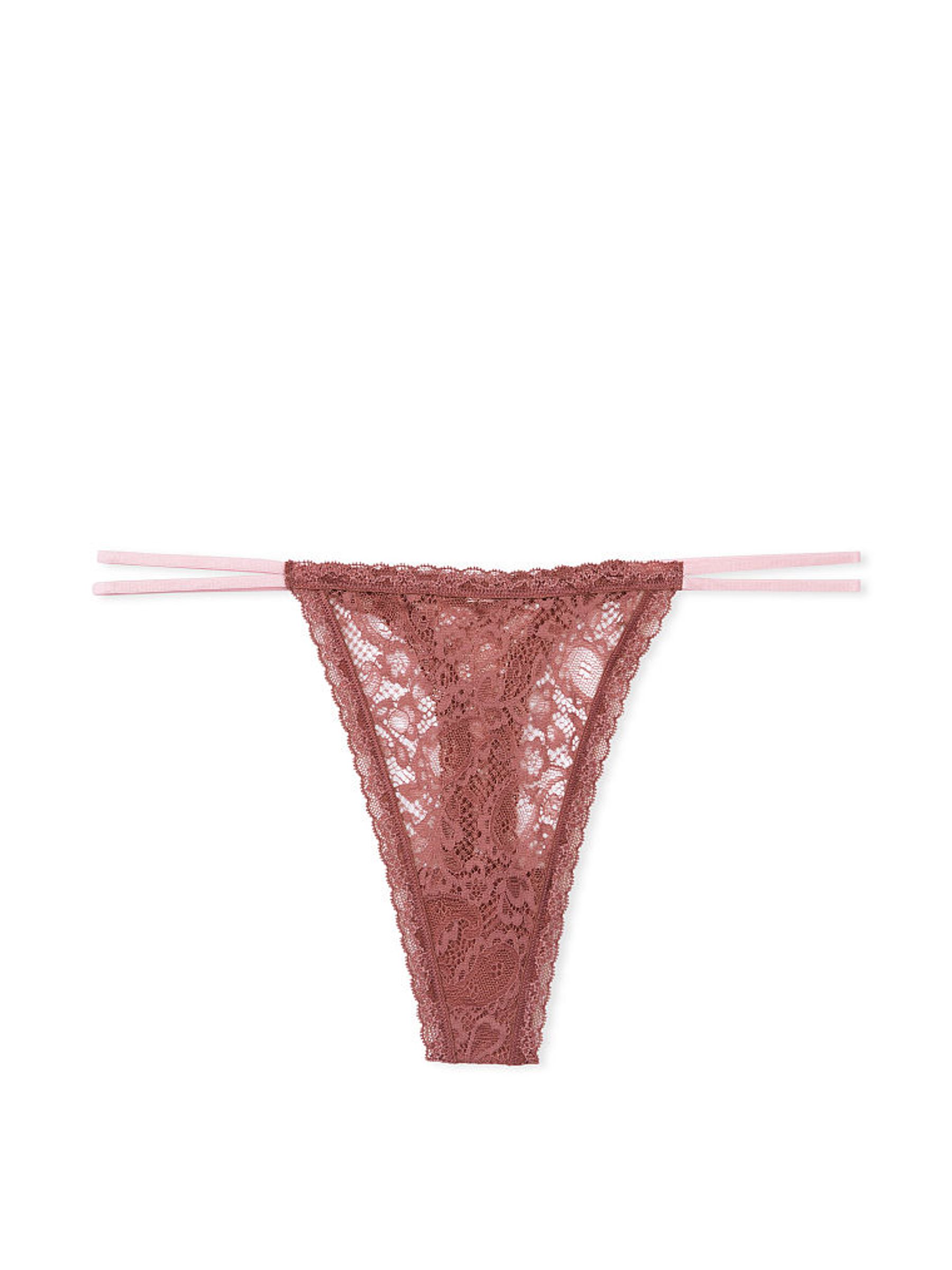 Vintage Rose Pink Paisley Lace Thong Knickers - Image 3 of 4