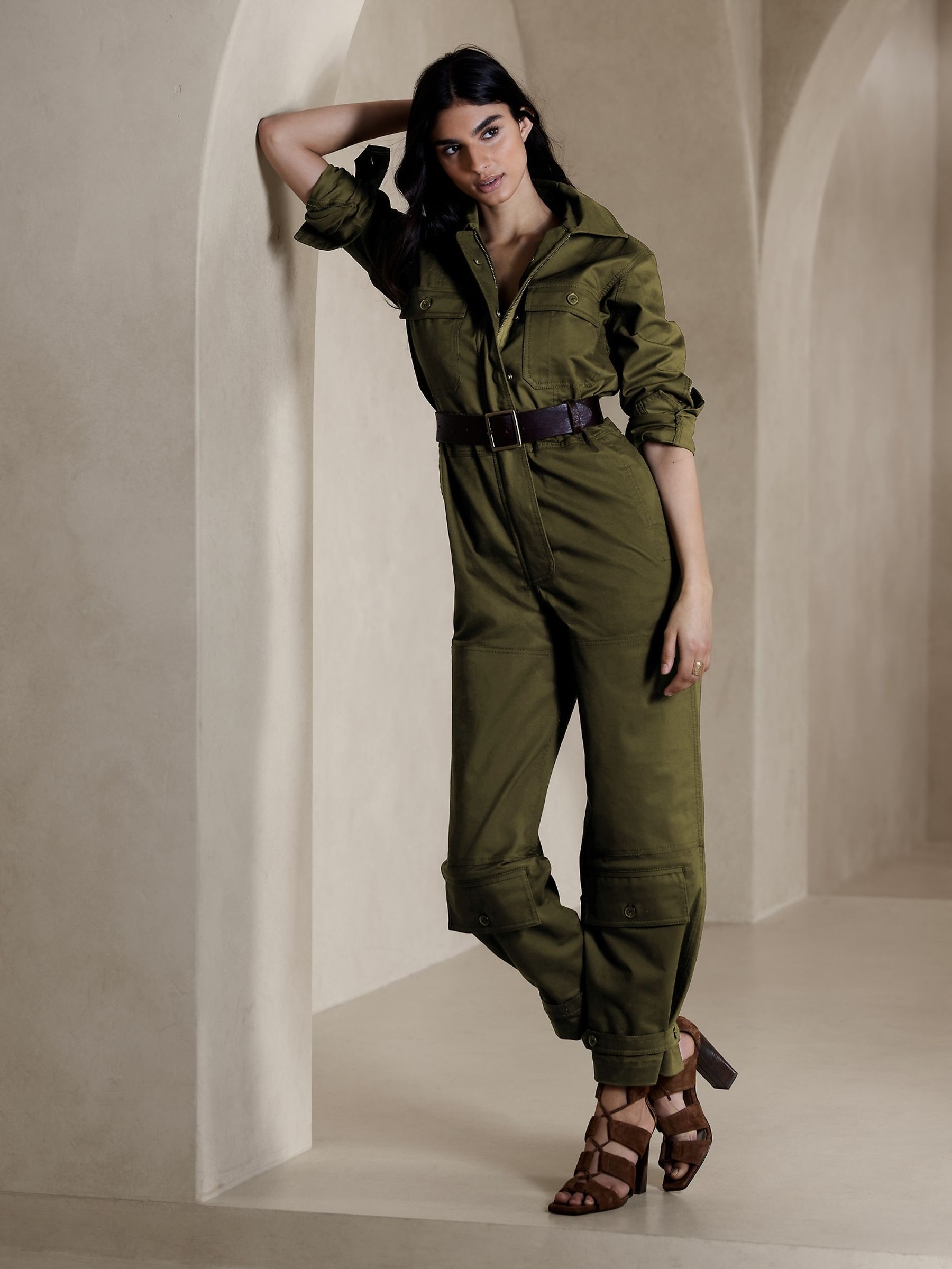 Banana Republic Green Paola Utility Jumpsuit - Image 3 of 5