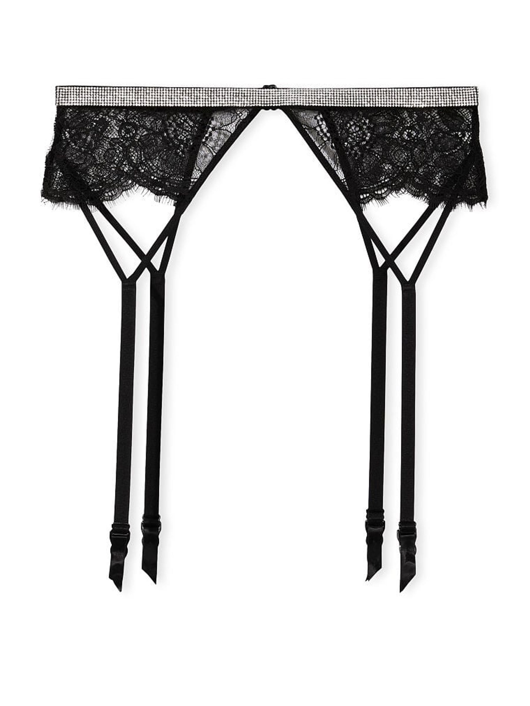 Black Shine Strap Lace Suspenders