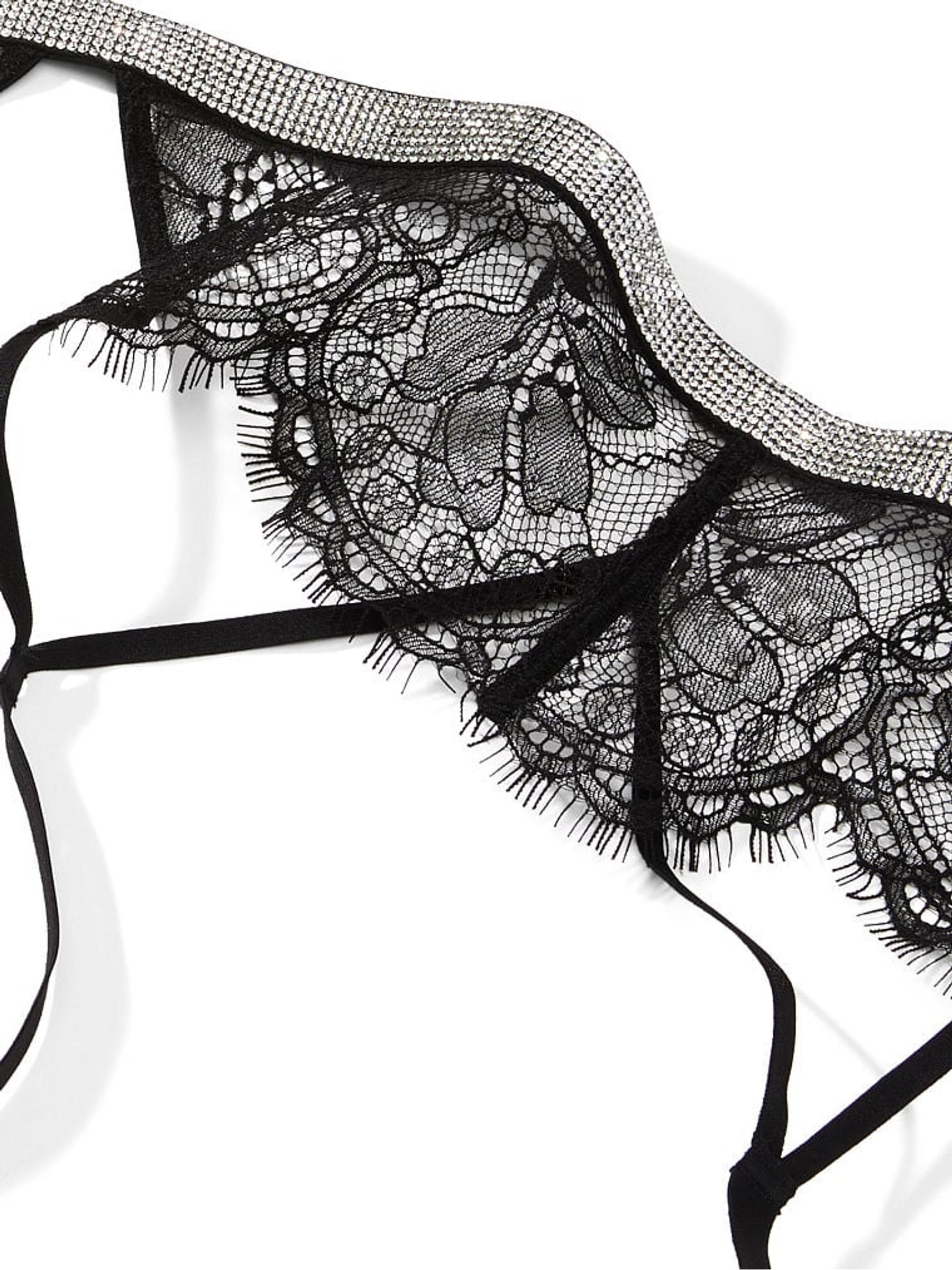 Black Shine Strap Lace Suspenders - Image 2 of 2