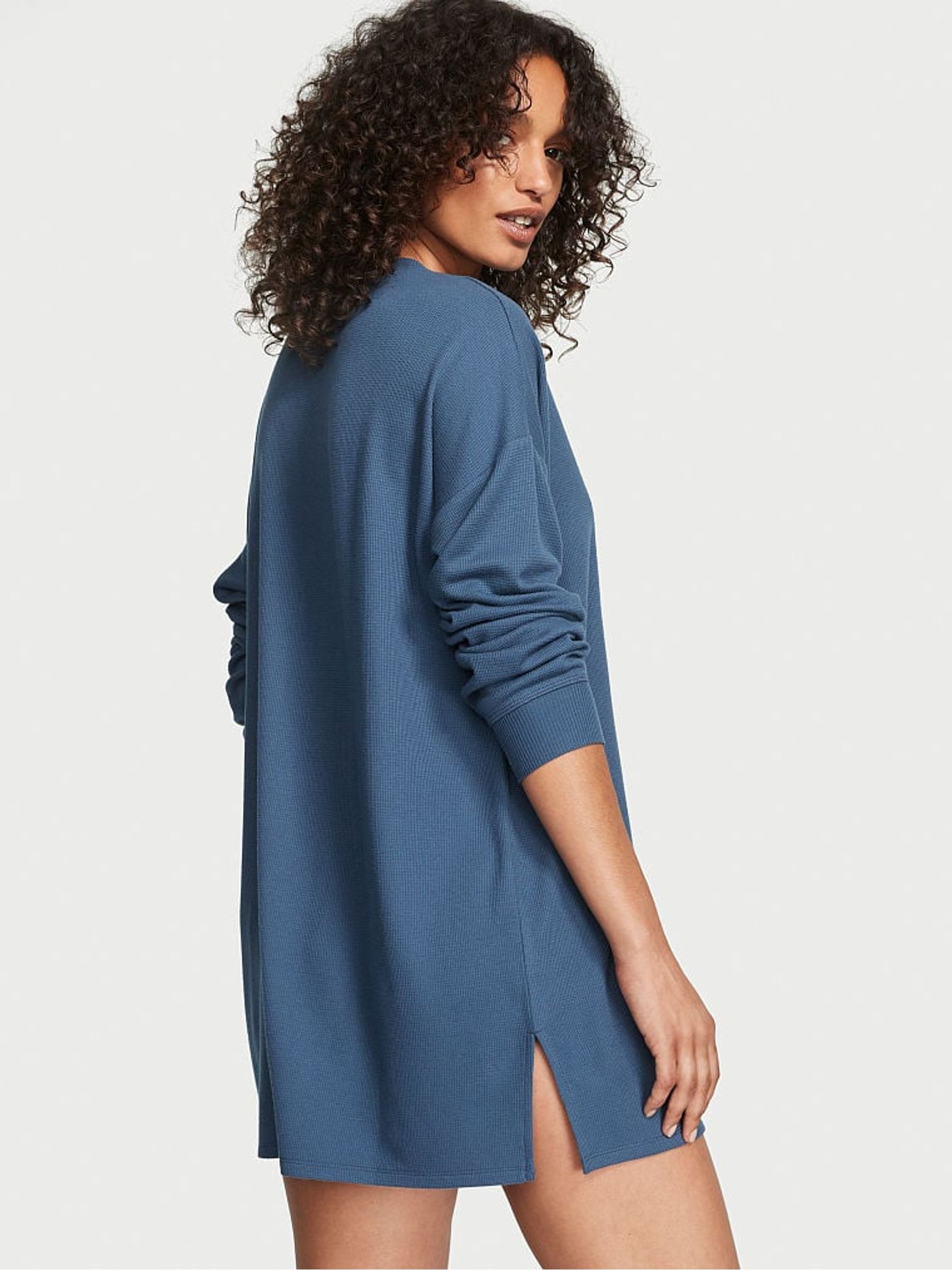 Midnight Sea Blue Waffle Nightie - Image 2 of 3
