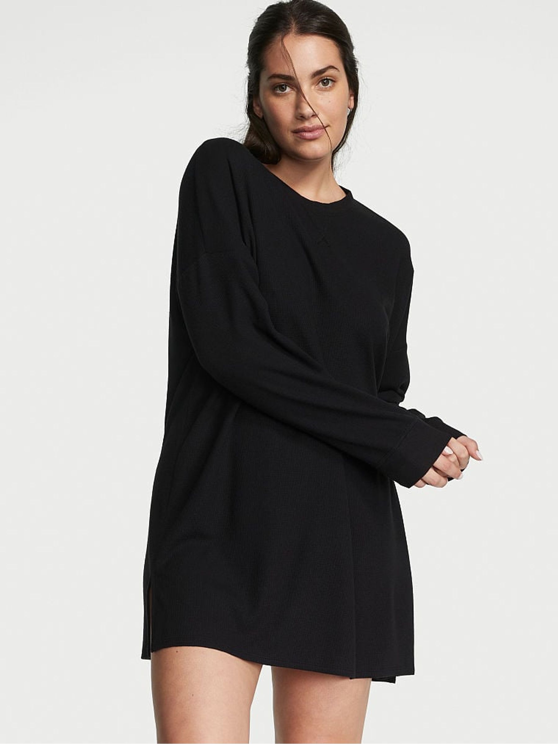 Black Waffle Nightie - Image 1 of 3