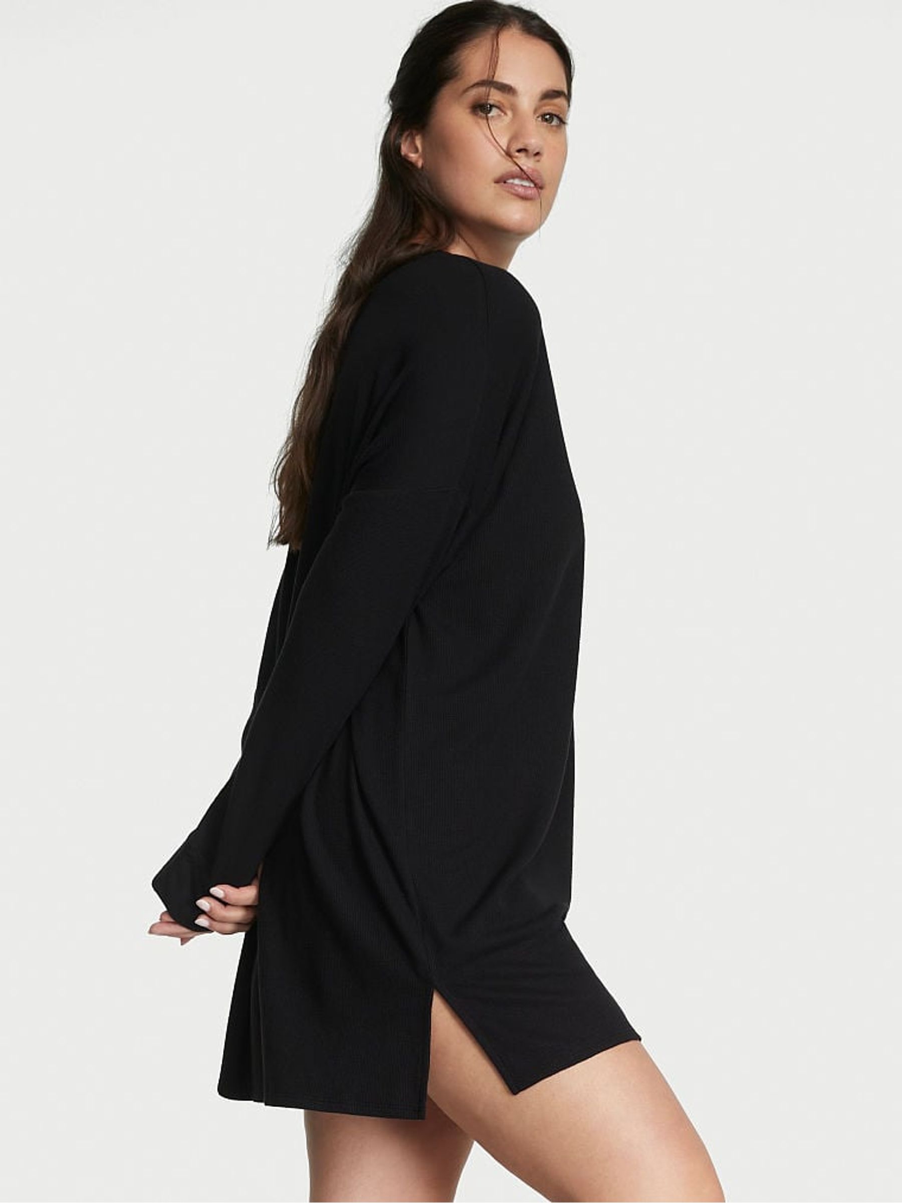Black Waffle Nightie - Image 2 of 3