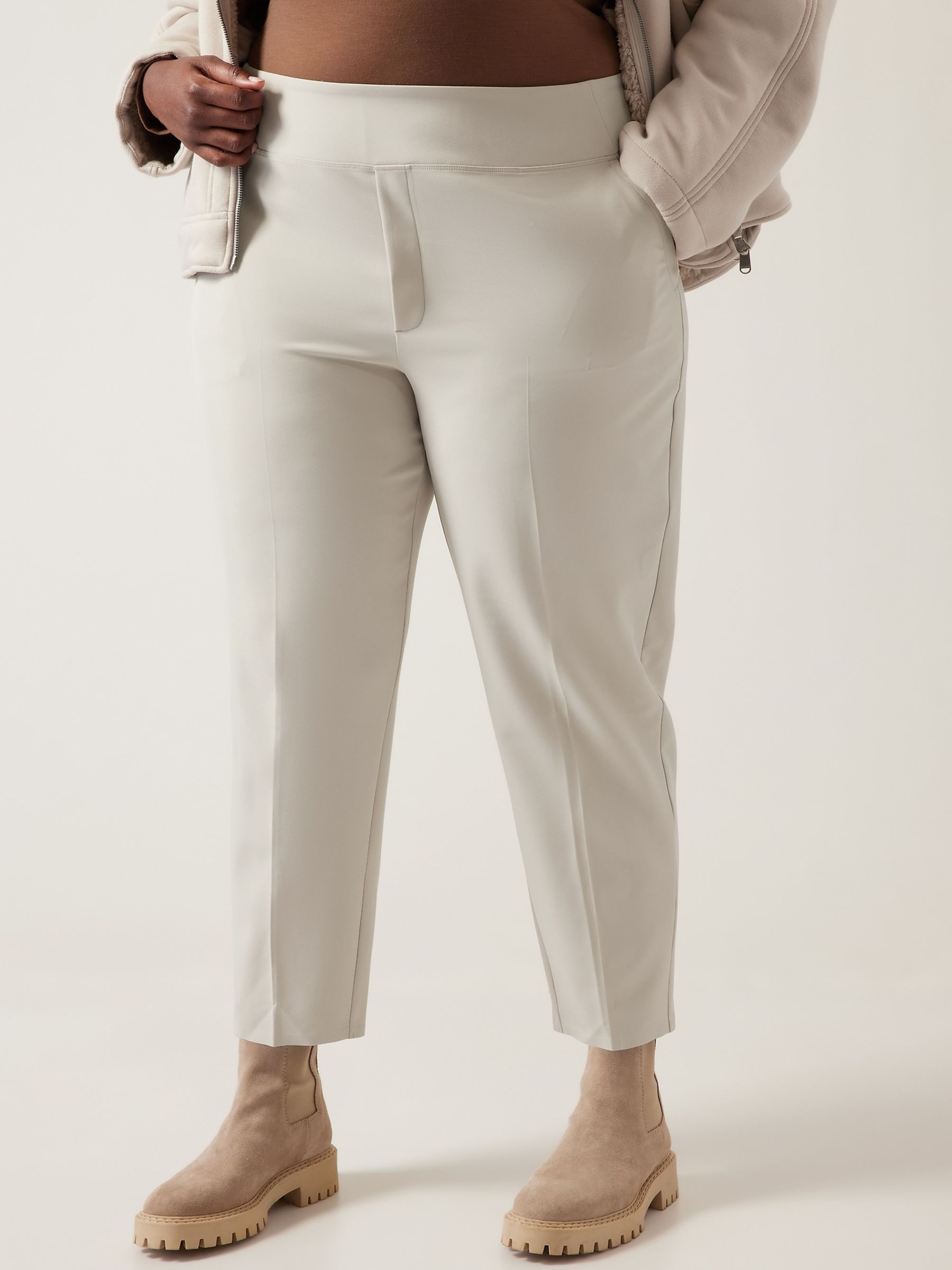 Athleta Cream Endless Mid Rise Taper Trousers - Image 4 of 7