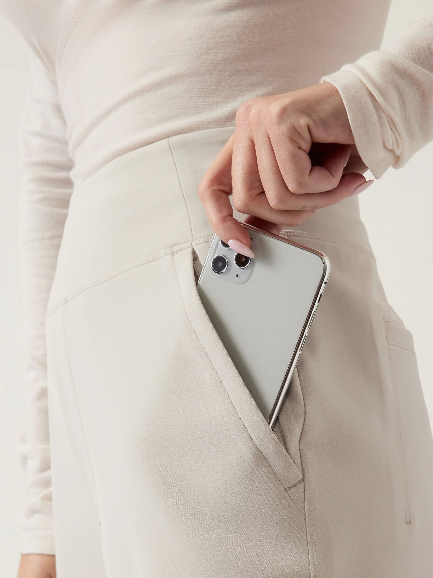 Athleta Cream Endless Mid Rise Taper Trousers - Image 6 of 7