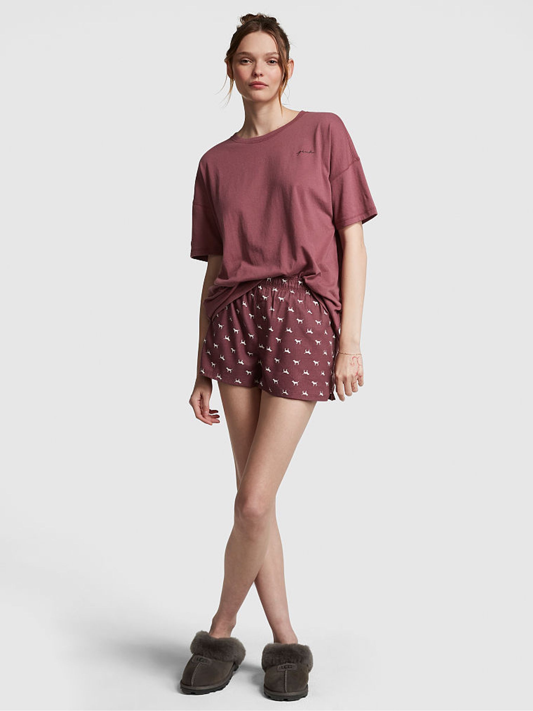 Morning Rose Pink Cotton Oversized Sleep Shirt - Image 3 of 4