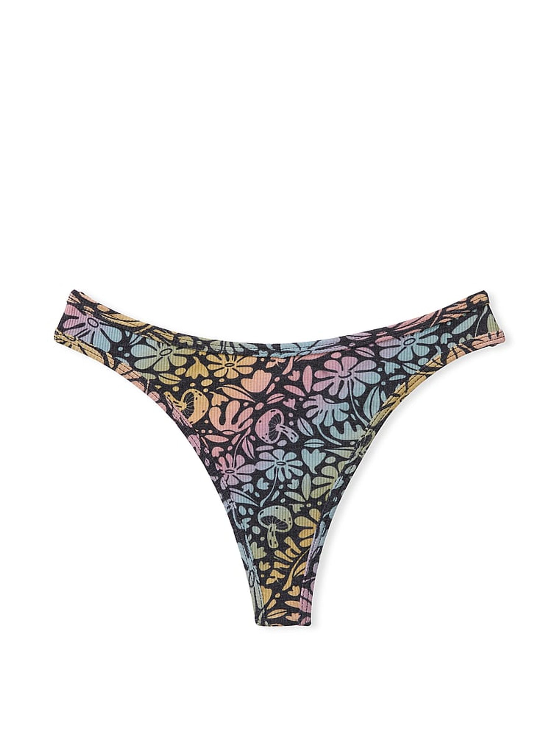 Pure Black Groovey Cotton Thong Knickers - Image 3 of 3