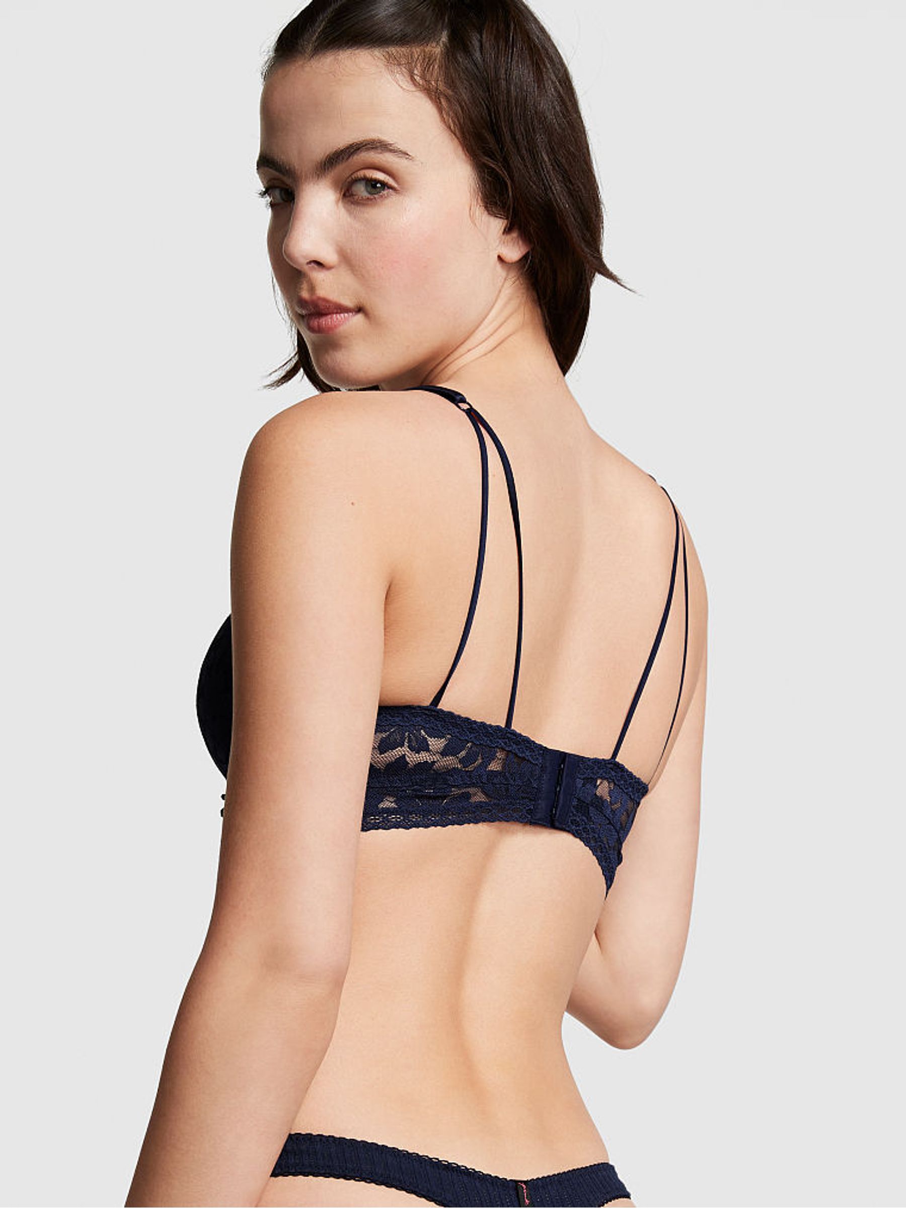 Midnight Navy Blue Lace Wired Push Up Bralette - Image 2 of 4