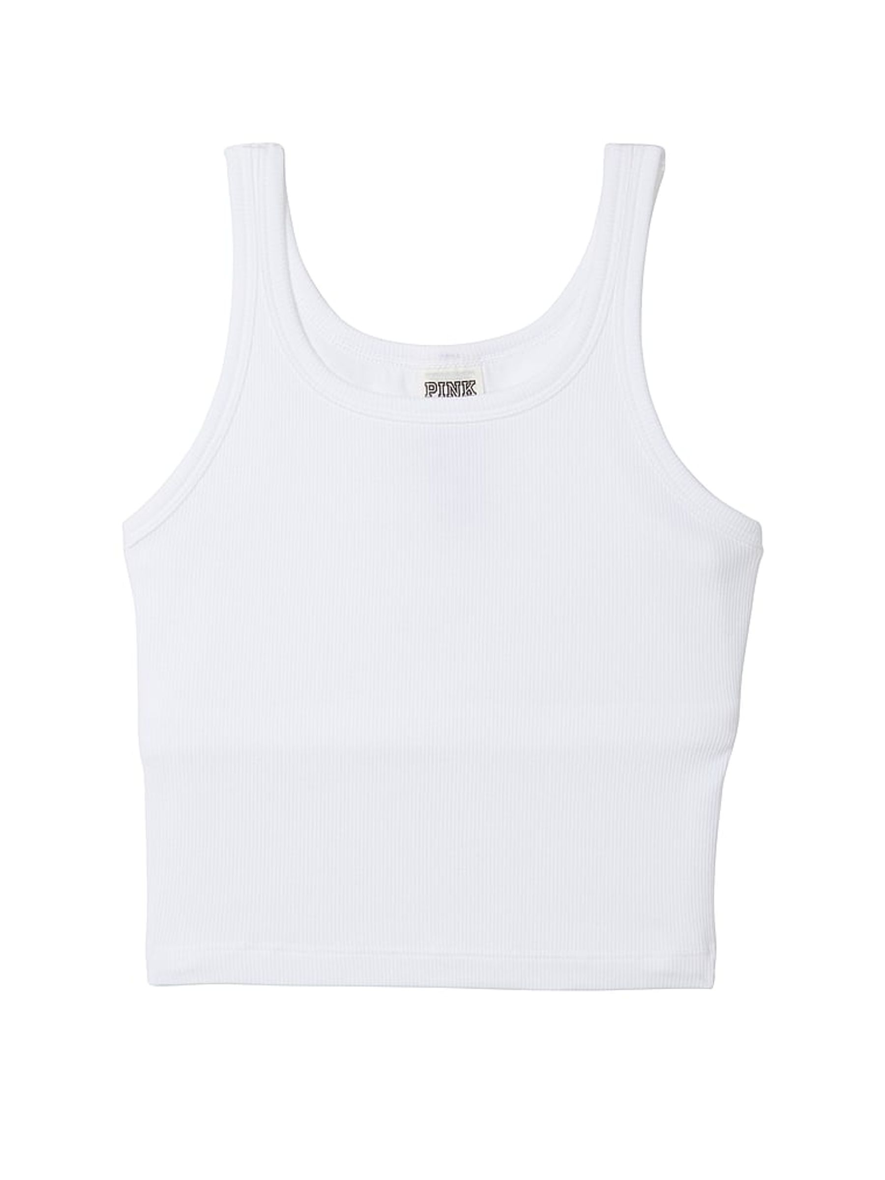 White Crop Ribbed Tank Top - Image 3 of 3