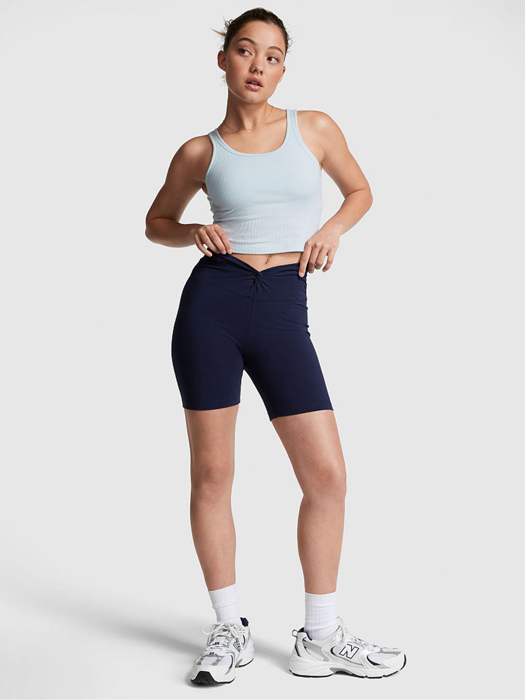 Midnight Navy Blue Cotton Twist Front Bike Short - Image 1 of 2
