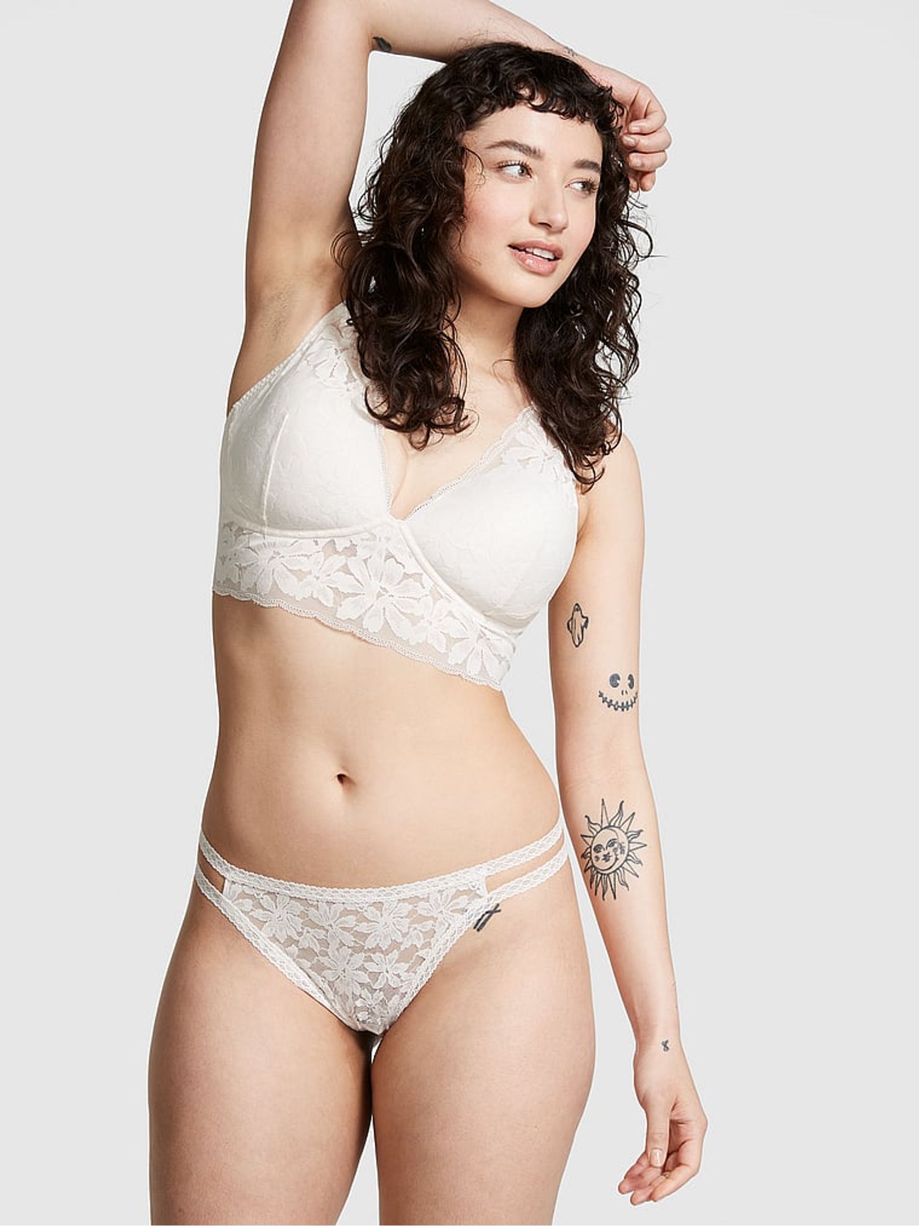 Coconut White Lace Lightly Lined Plunge Bralette - Image 1 of 4