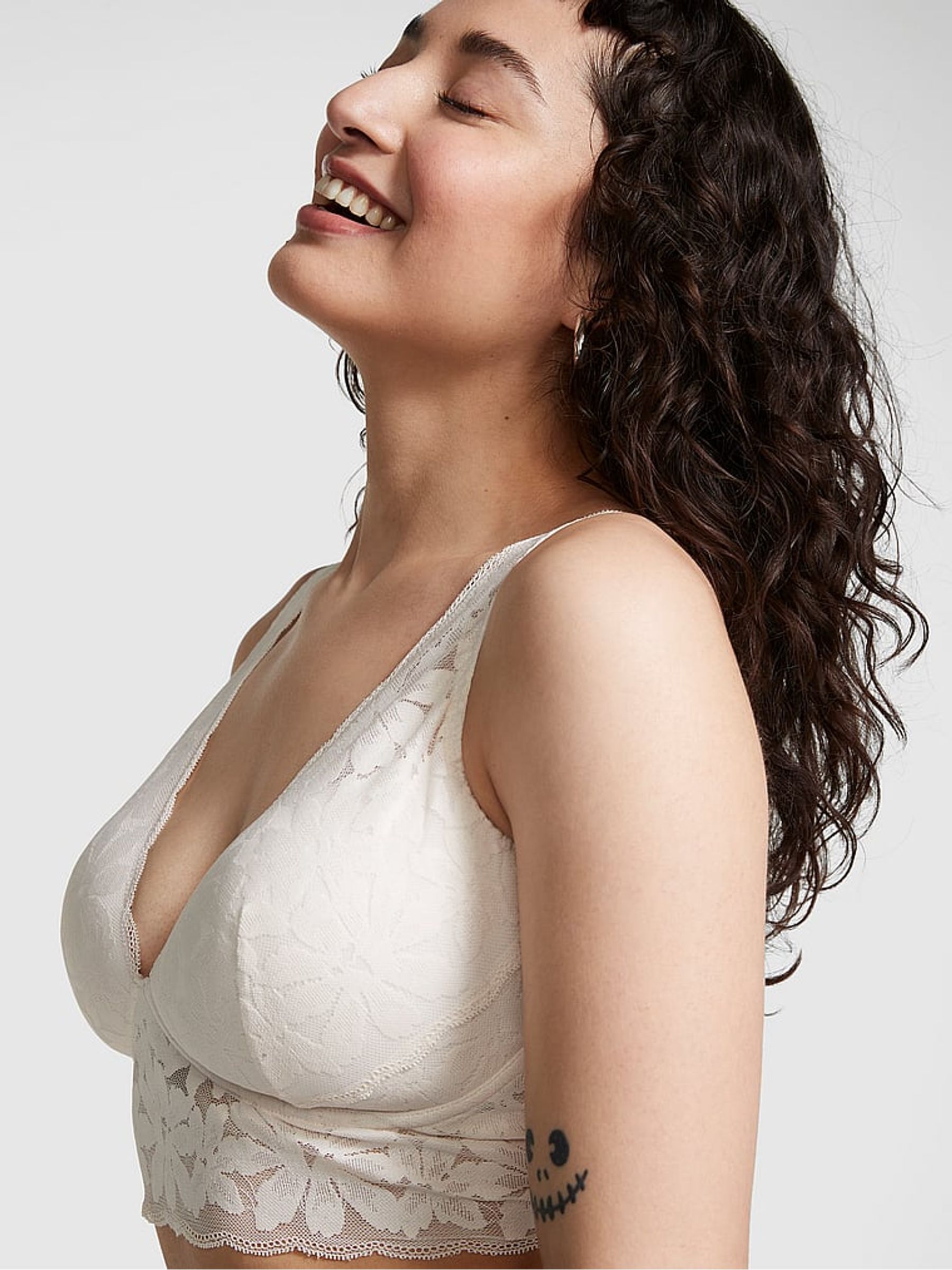 Coconut White Lace Lightly Lined Plunge Bralette - Image 3 of 4