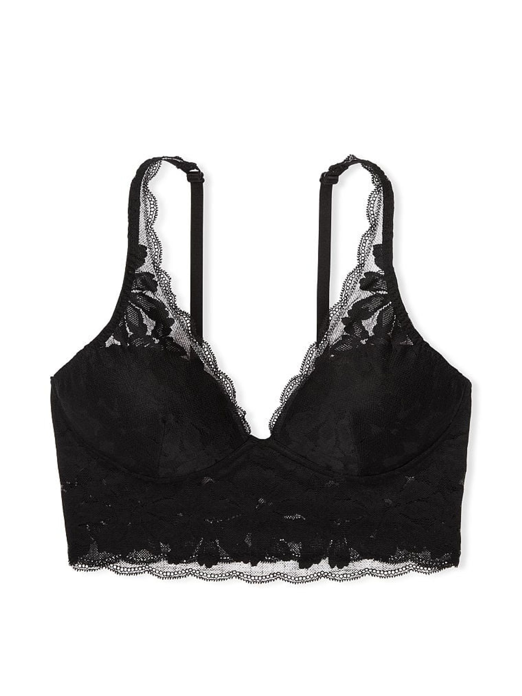 Pure Black Lace Lightly Lined Plunge Bralette - Image 3 of 4
