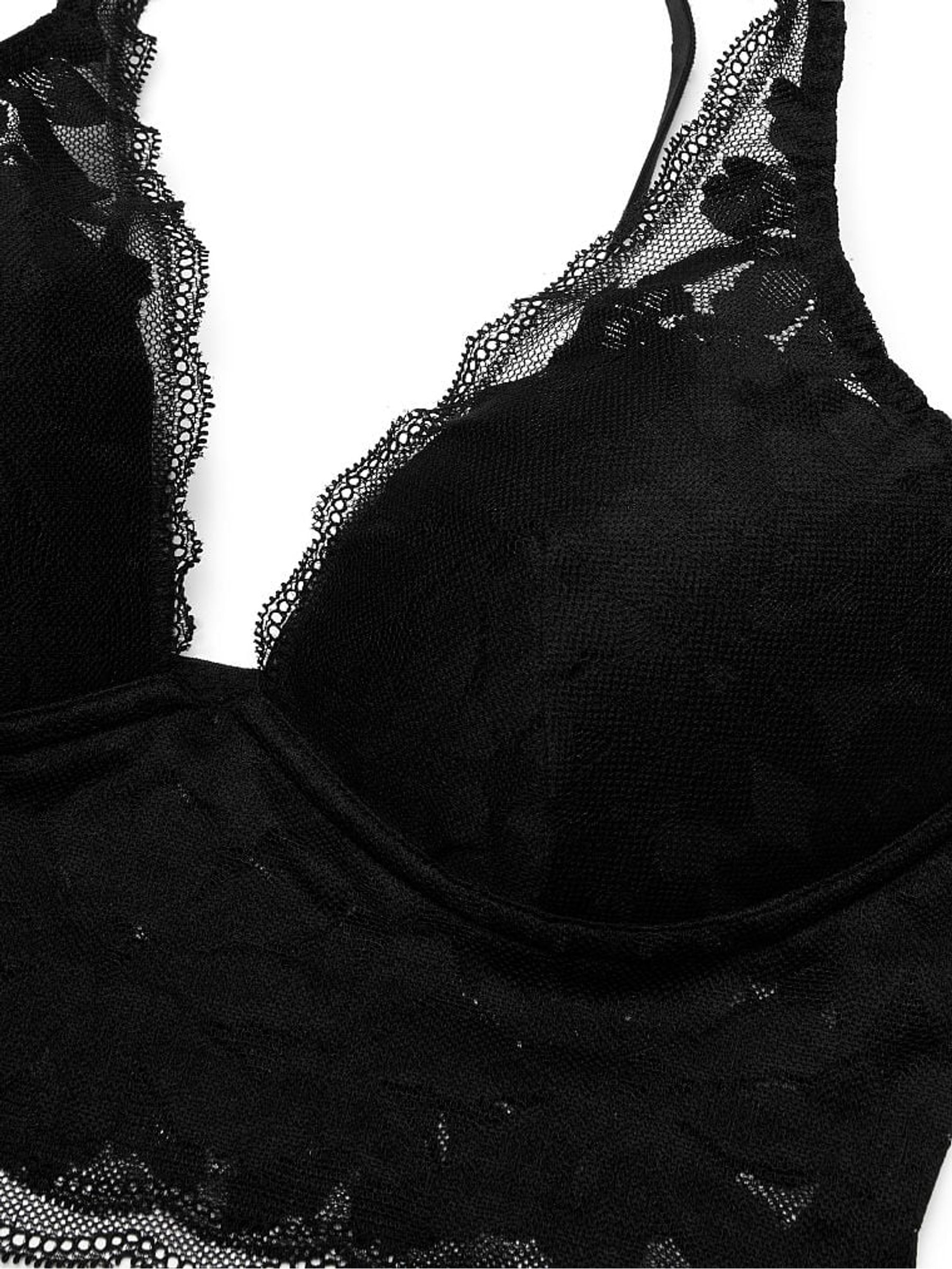Pure Black Lace Lightly Lined Plunge Bralette - Image 4 of 4