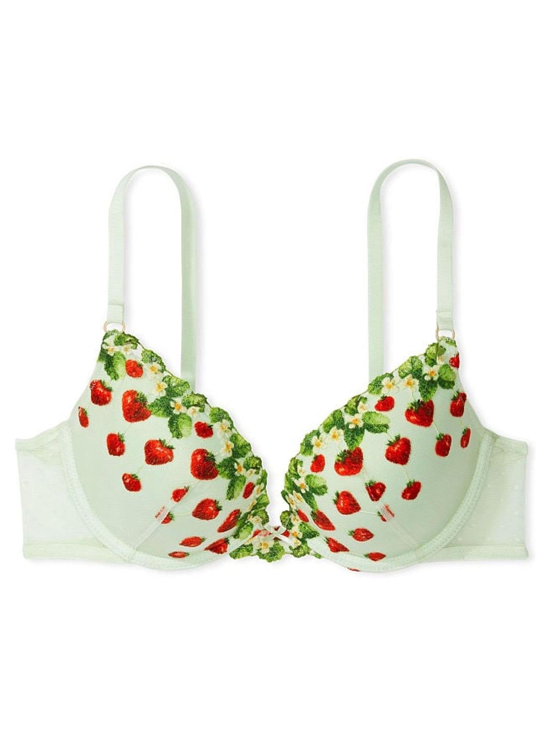 Pale Green Embroidery Dream Angels Plunge Push Up Bra - Image 4 of 4
