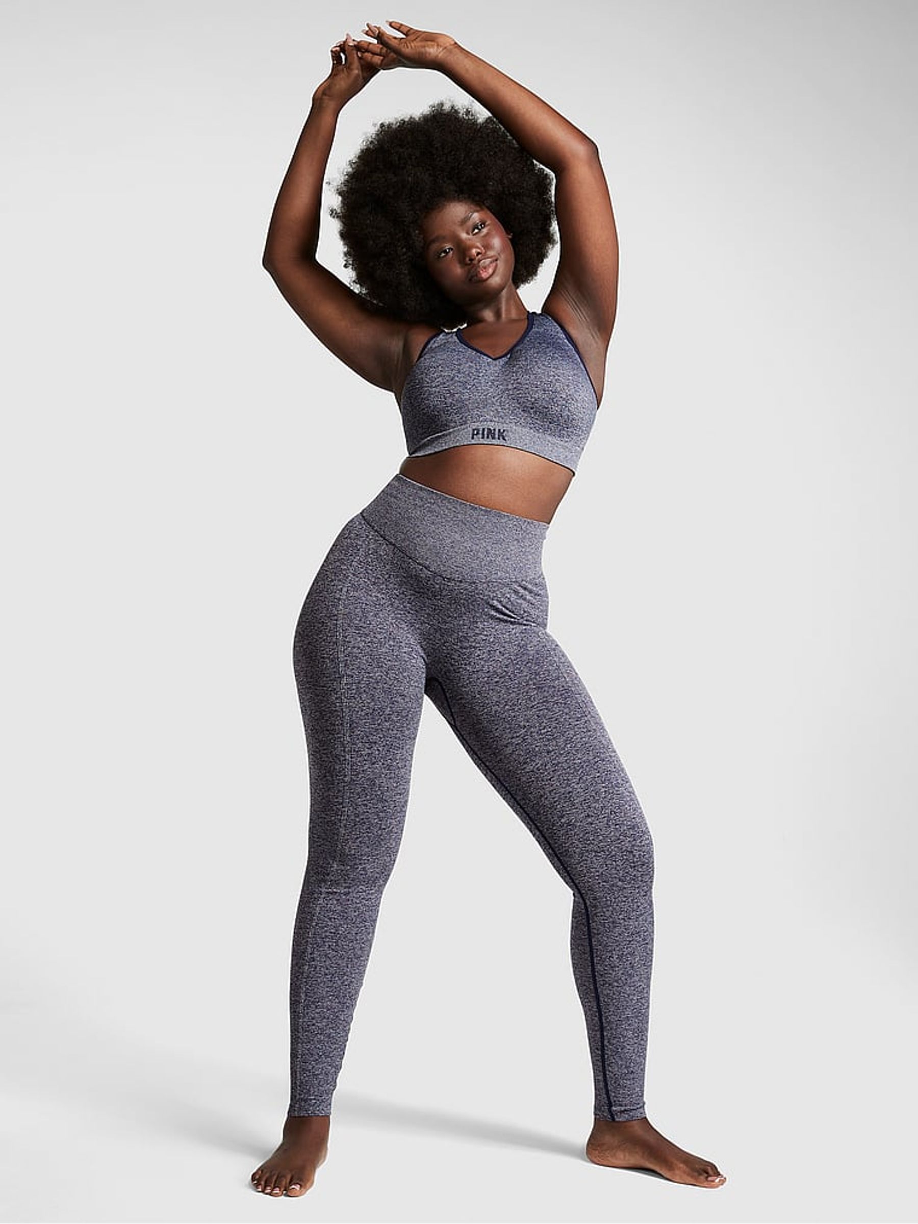 Midnight Navy Marl Blue Non Wired Lightly Lined Seamless Air Sports Bra - Image 3 of 4