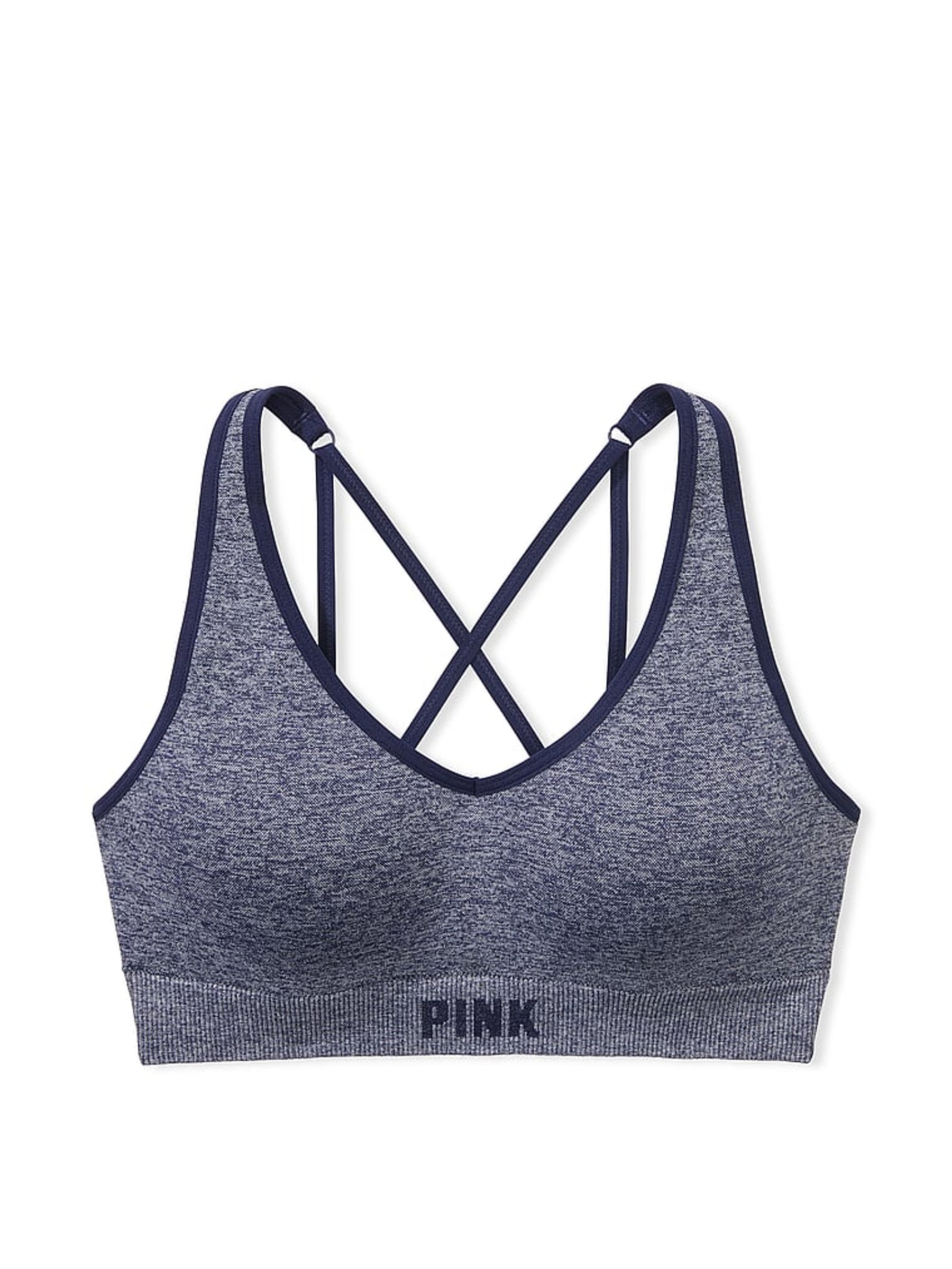Midnight Navy Marl Blue Non Wired Lightly Lined Seamless Air Sports Bra - Image 4 of 4