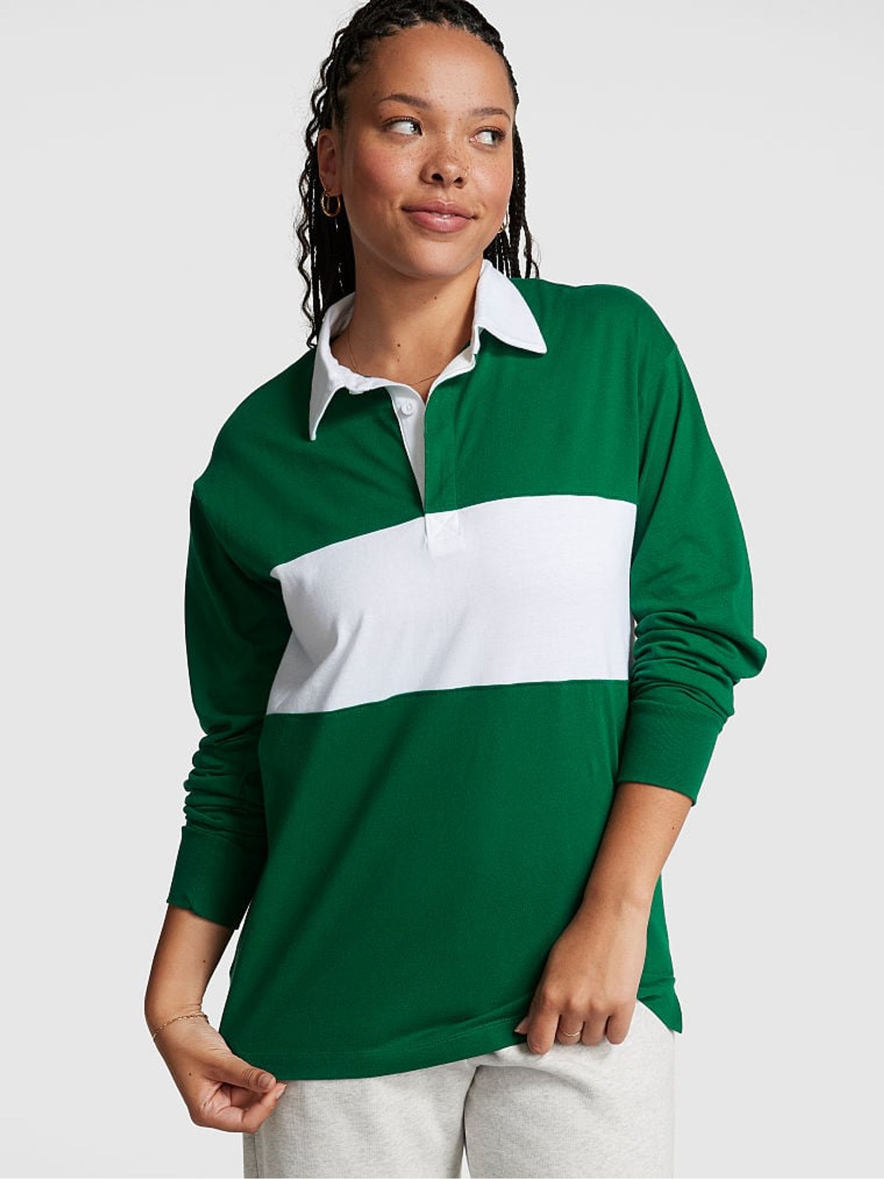 Garnet Green Long Sleeve Rugby T-Shirt Victoria's Secret Ireland