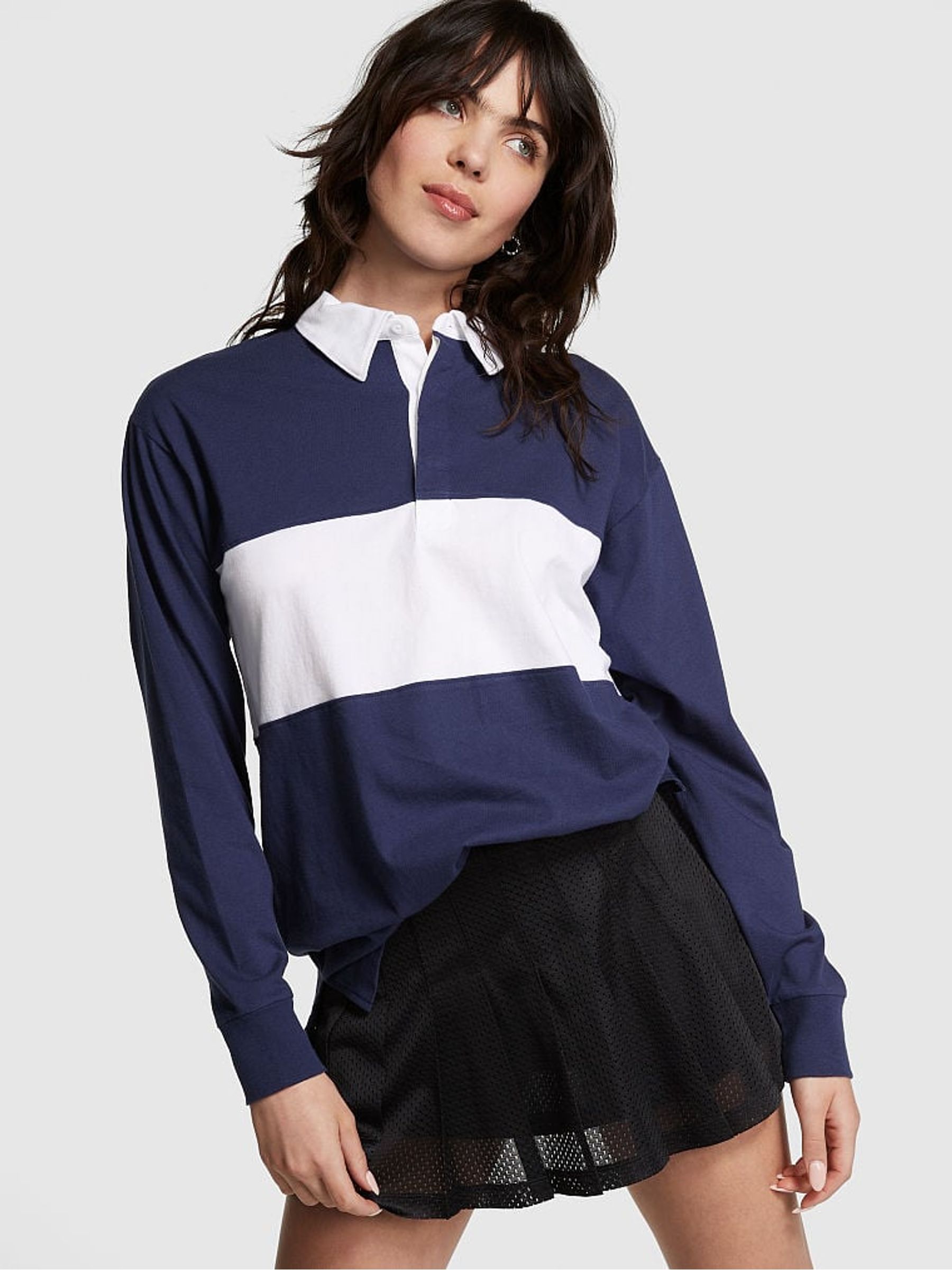 Midnight Navy Blue Long Sleeve Rugby T-Shirt - Image 1 of 3