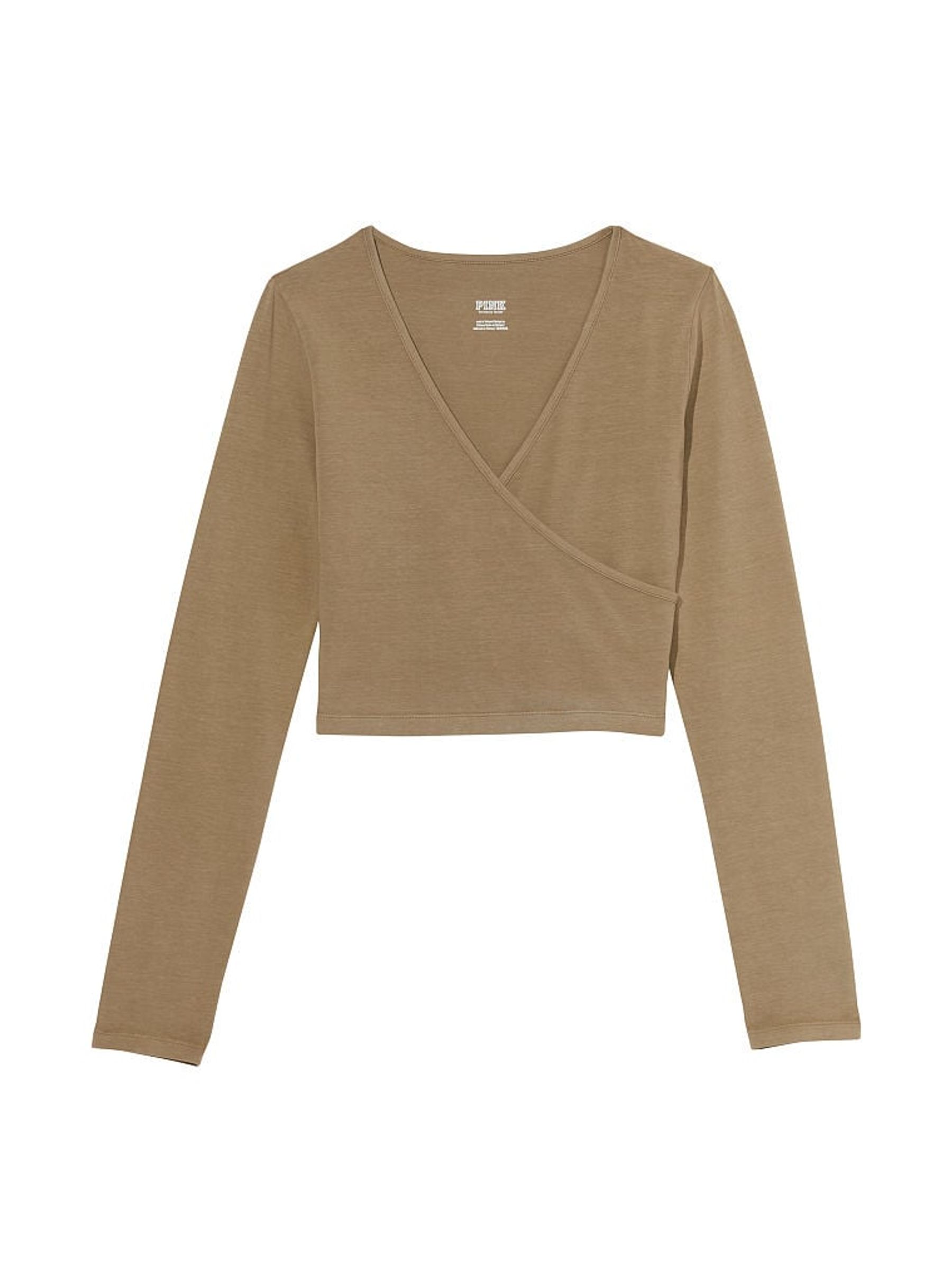 Dusted Olive Green Long Sleeve Wrap Top - Image 3 of 3
