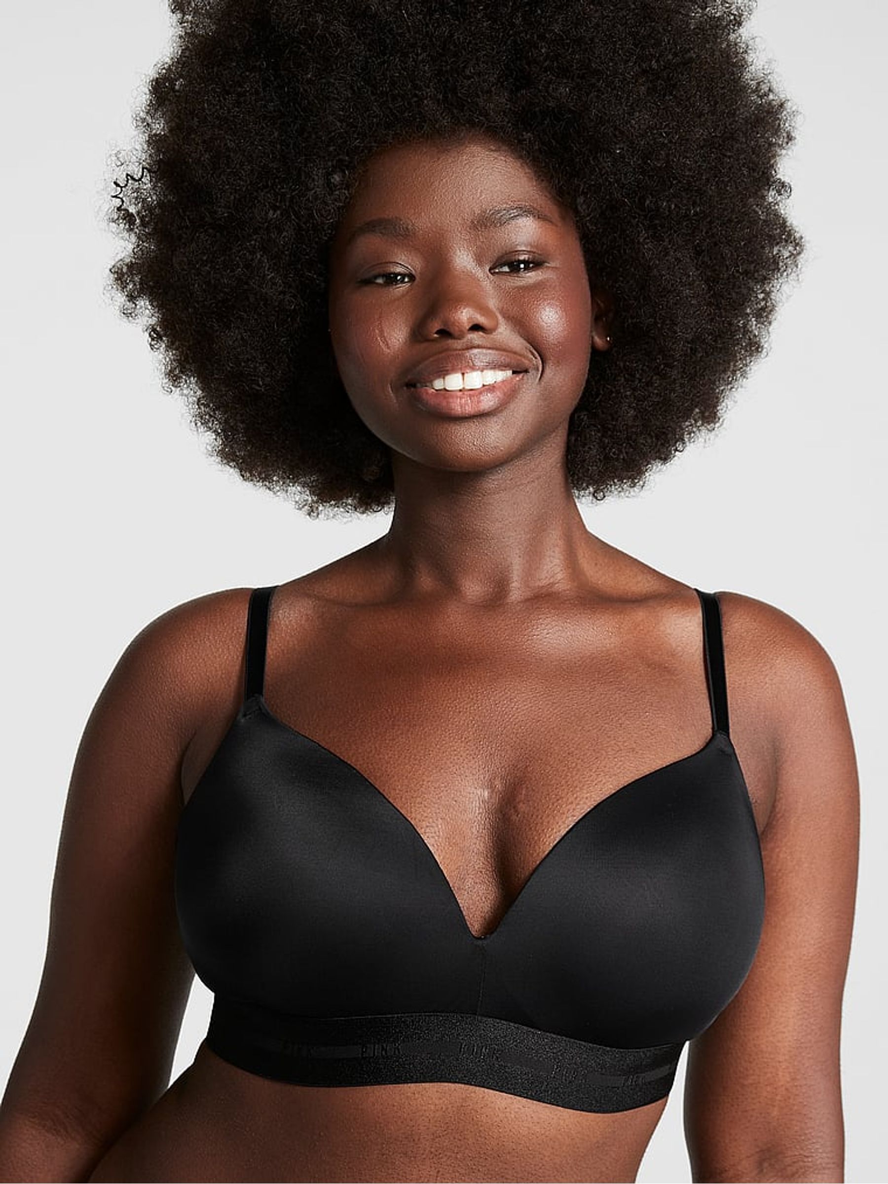 Black Smooth Non Wired Push Up Smooth T-Shirt Bra - Image 1 of 3