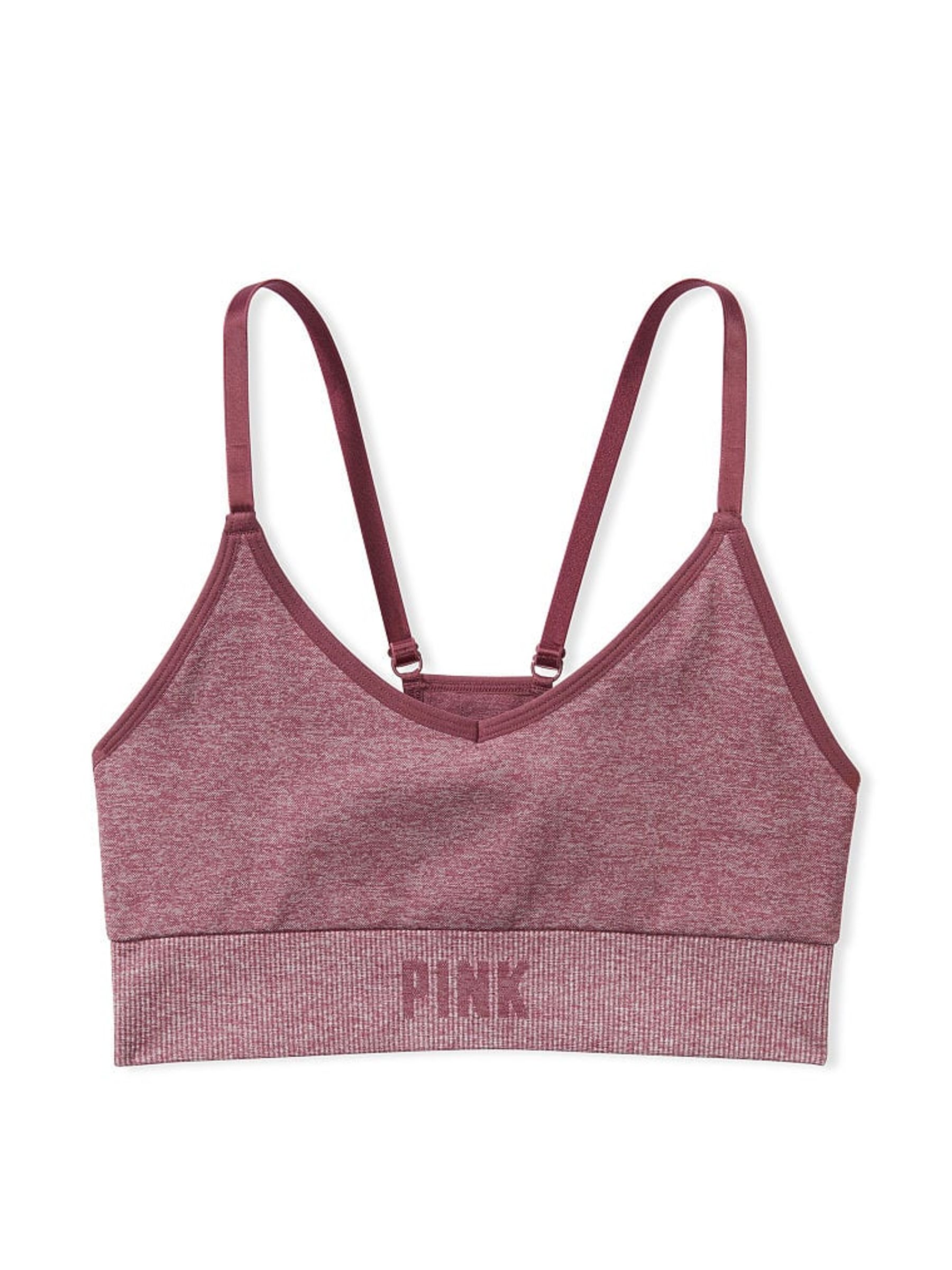 Morning Rose Pink Marl Non Wired Lightly Lined Seamless  Sports Bra - Image 3 of 4