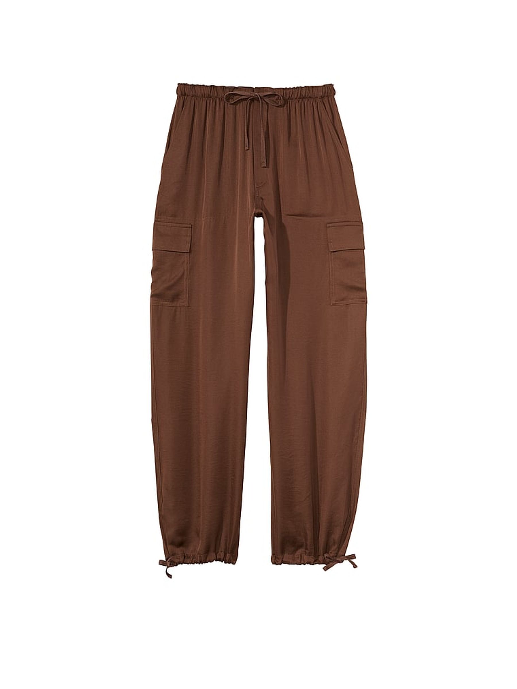Chocolate Kiss Brown Satin Parachute Trousers - Image 3 of 3